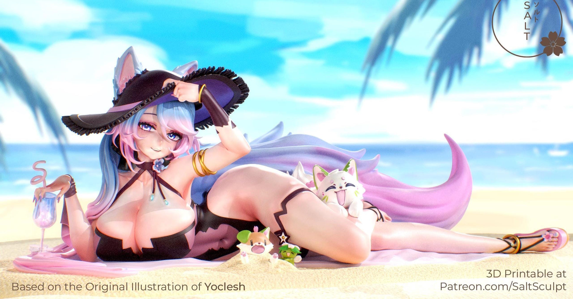 Wolf Girl Model Kit | 3D Resin Printed Figurine | Salt Sculpt