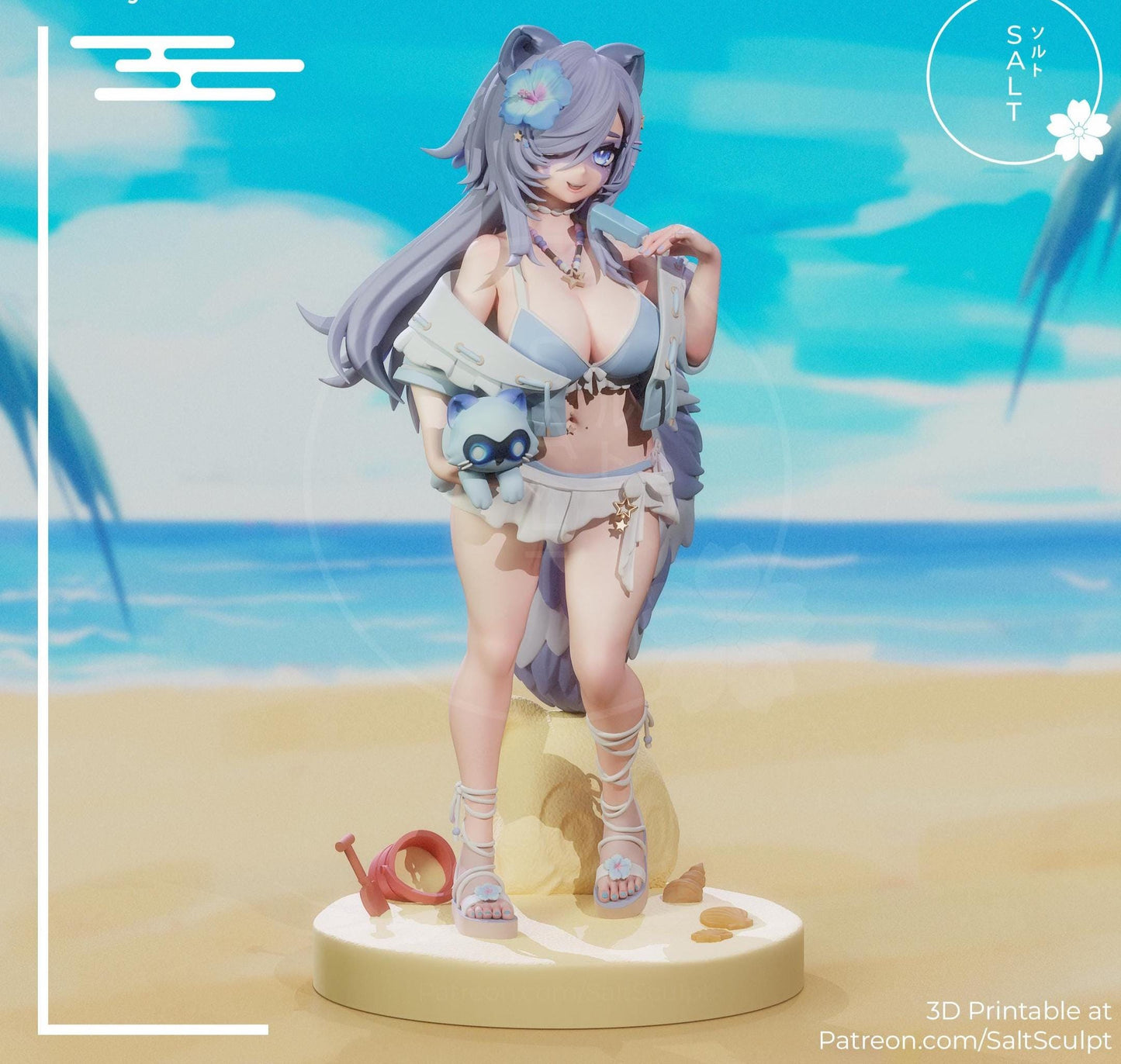 Raccoon Girl Model Kit | 3D Resin Printed Figurine | Salt Sculpt