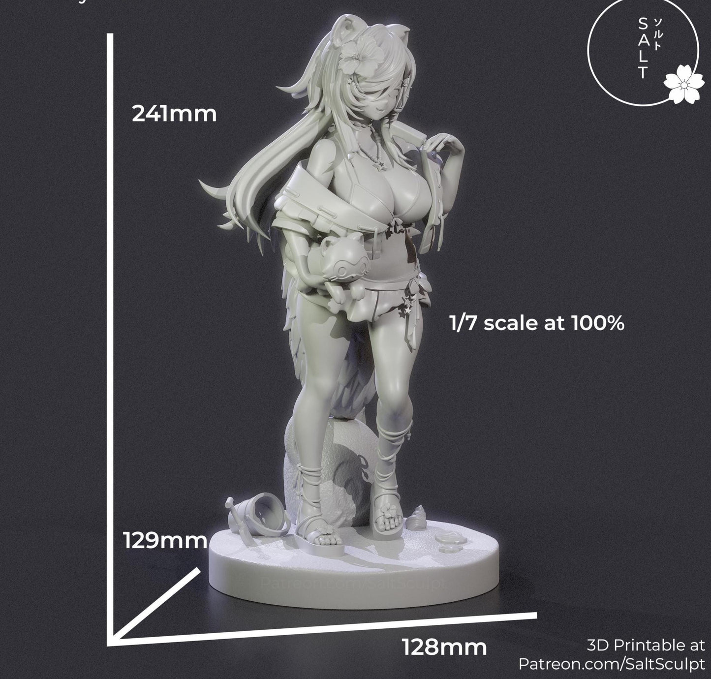 Raccoon Girl Model Kit | 3D Resin Printed Figurine | Salt Sculpt