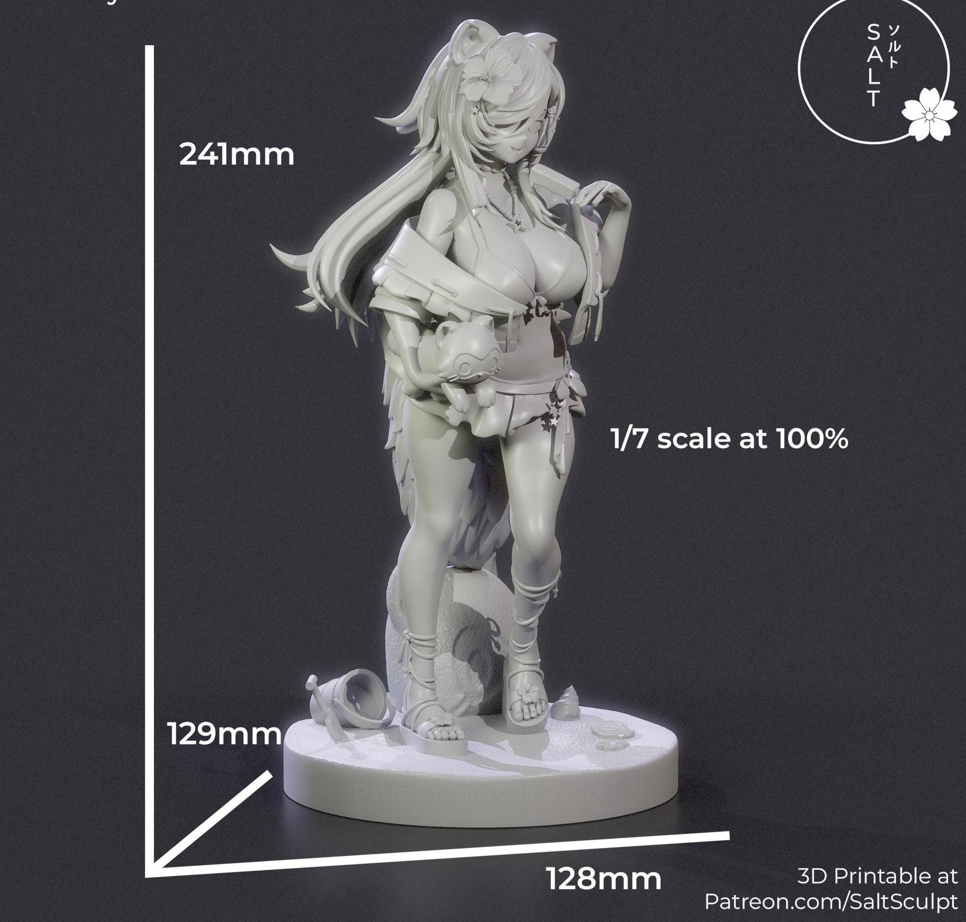 Raccoon Girl Model Kit | 3D Resin Printed Figurine | Salt Sculpt
