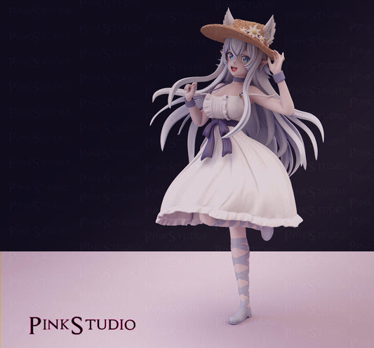 Wolf Girl Model Kit | 3D Resin Printed Figurine | Pink Studio