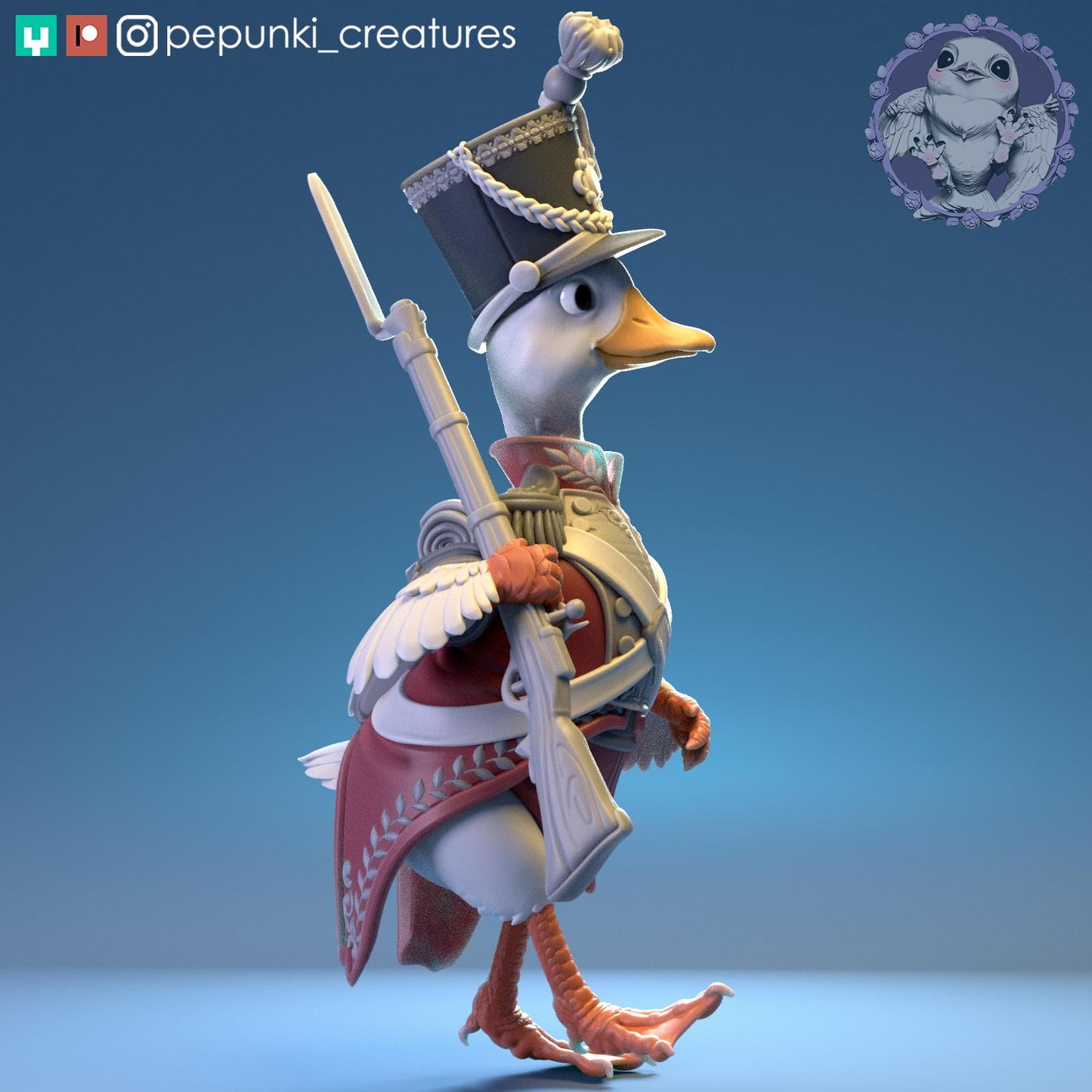 Duck Soldier | Tabletop Miniature | Pepunki Creatures