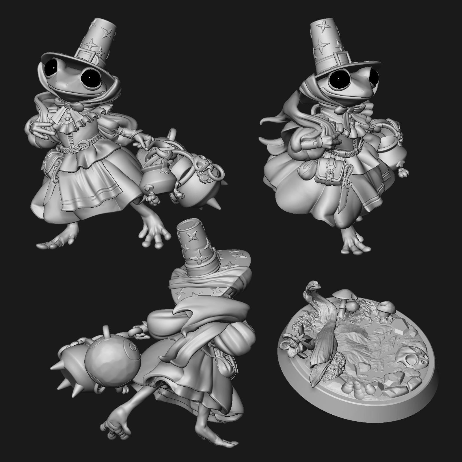 Pilgrim Frog Witch | Tabletop Miniature | Pepunki Creatures