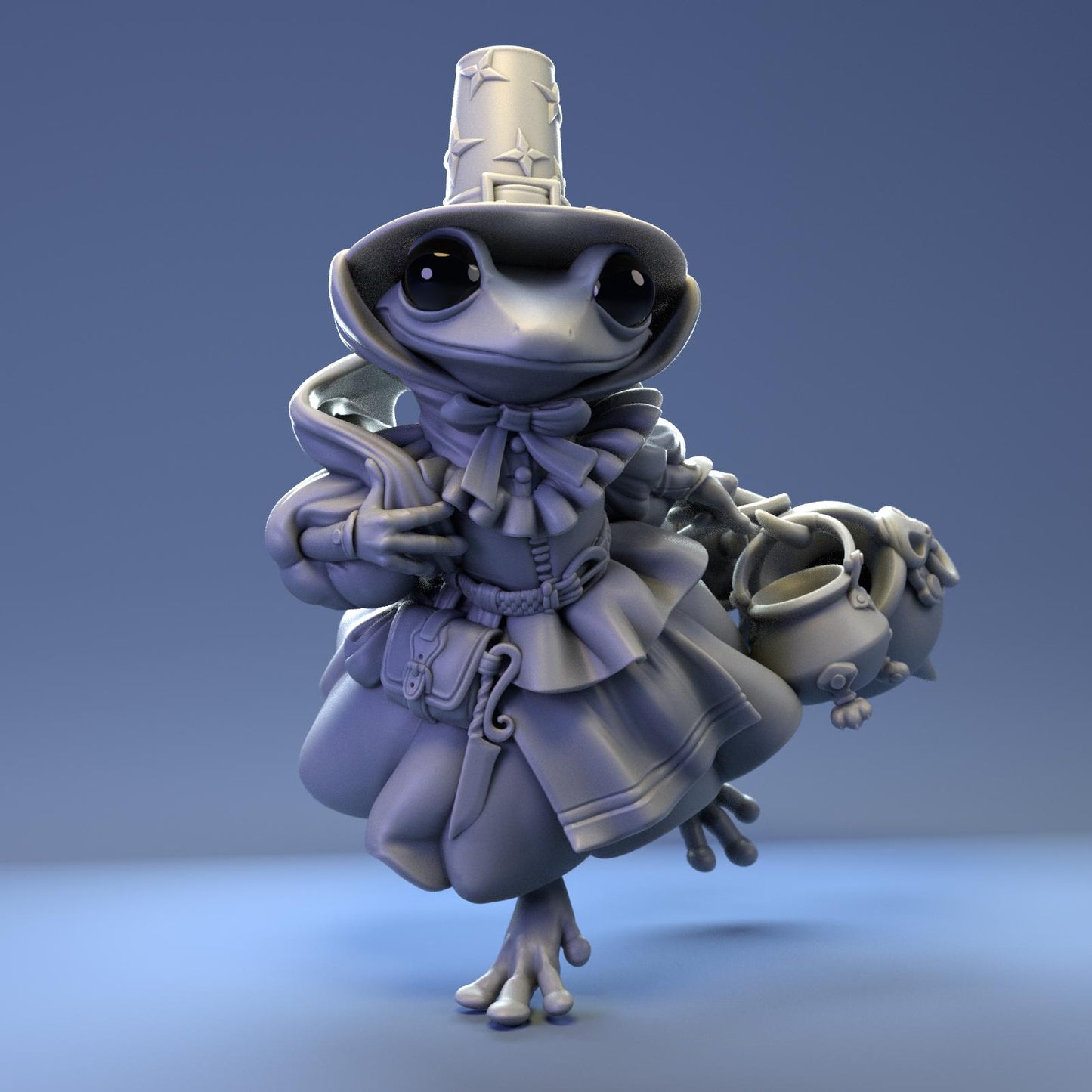 Pilgrim Frog Witch | Tabletop Miniature | Pepunki Creatures