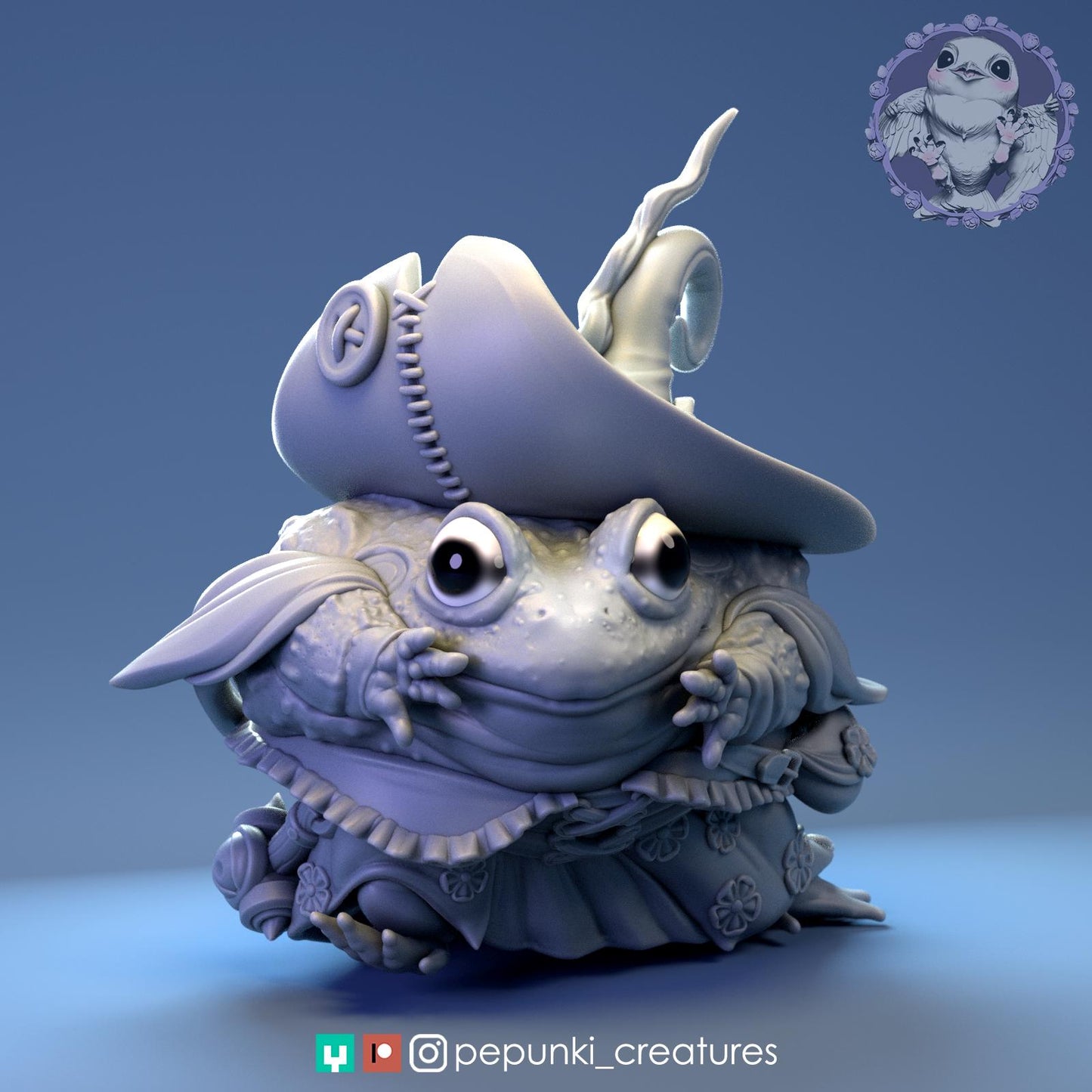 Bullfrog Wizardess | Tabletop Miniature | Pepunki Creatures