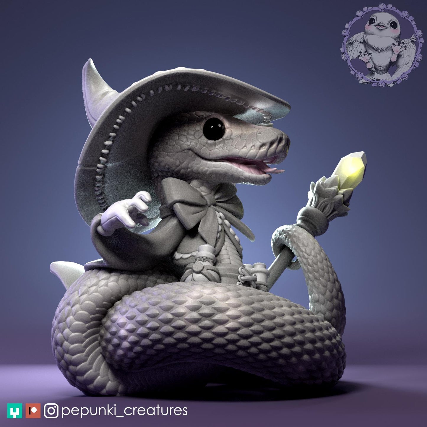 Ball Python Wizard | Tabletop Miniature | Pepunki Creatures