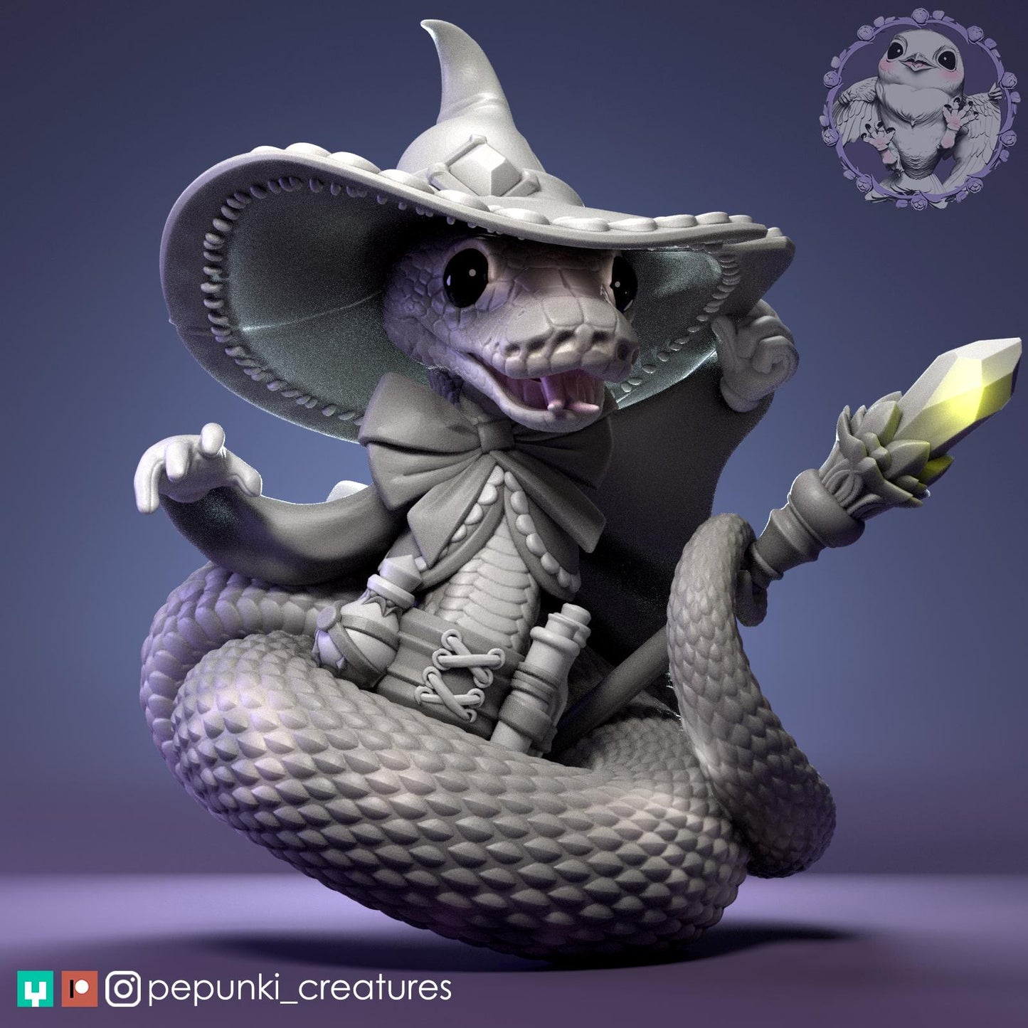 Ball Python Wizard | Tabletop Miniature | Pepunki Creatures