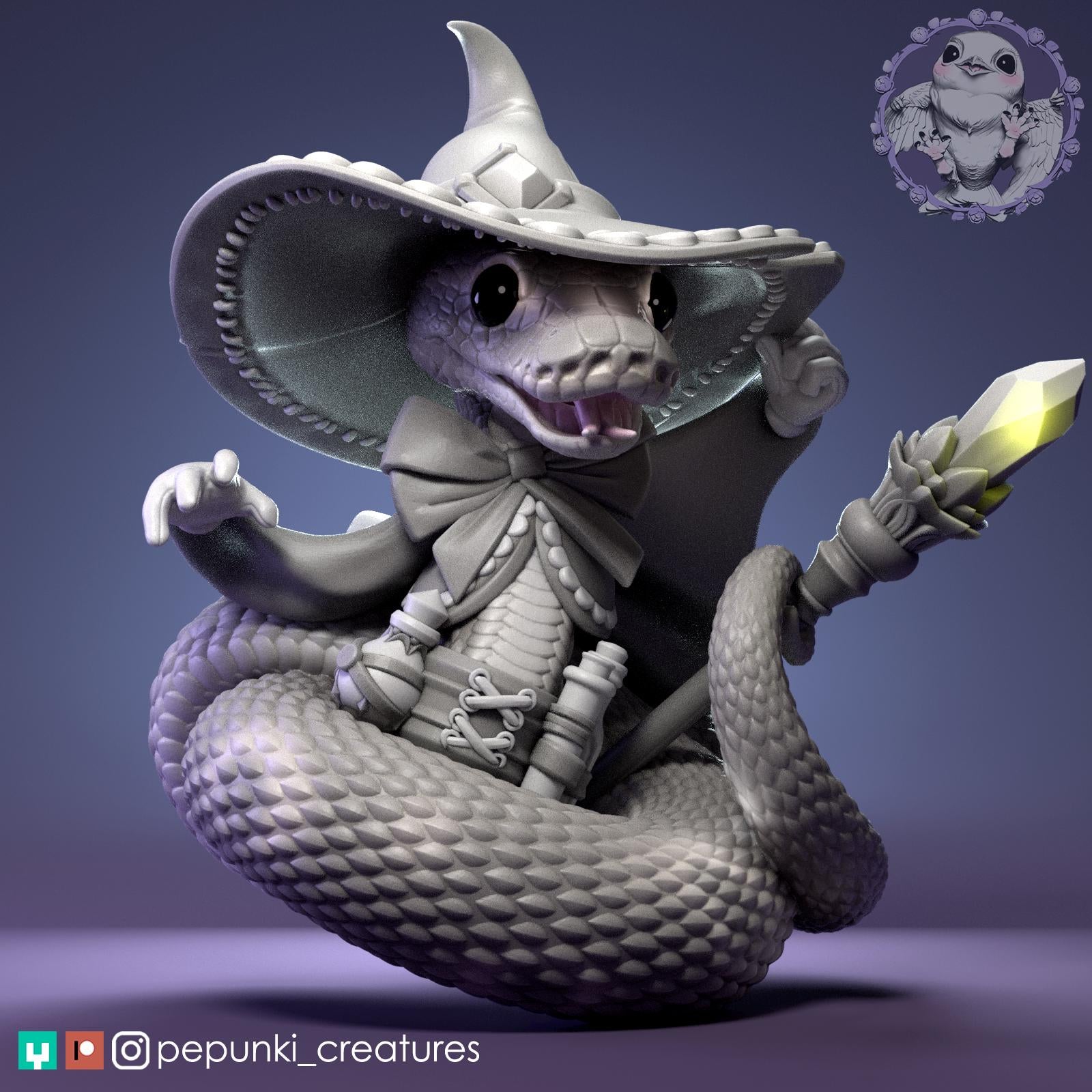Ball Python Wizard | Tabletop Miniature | Pepunki Creatures