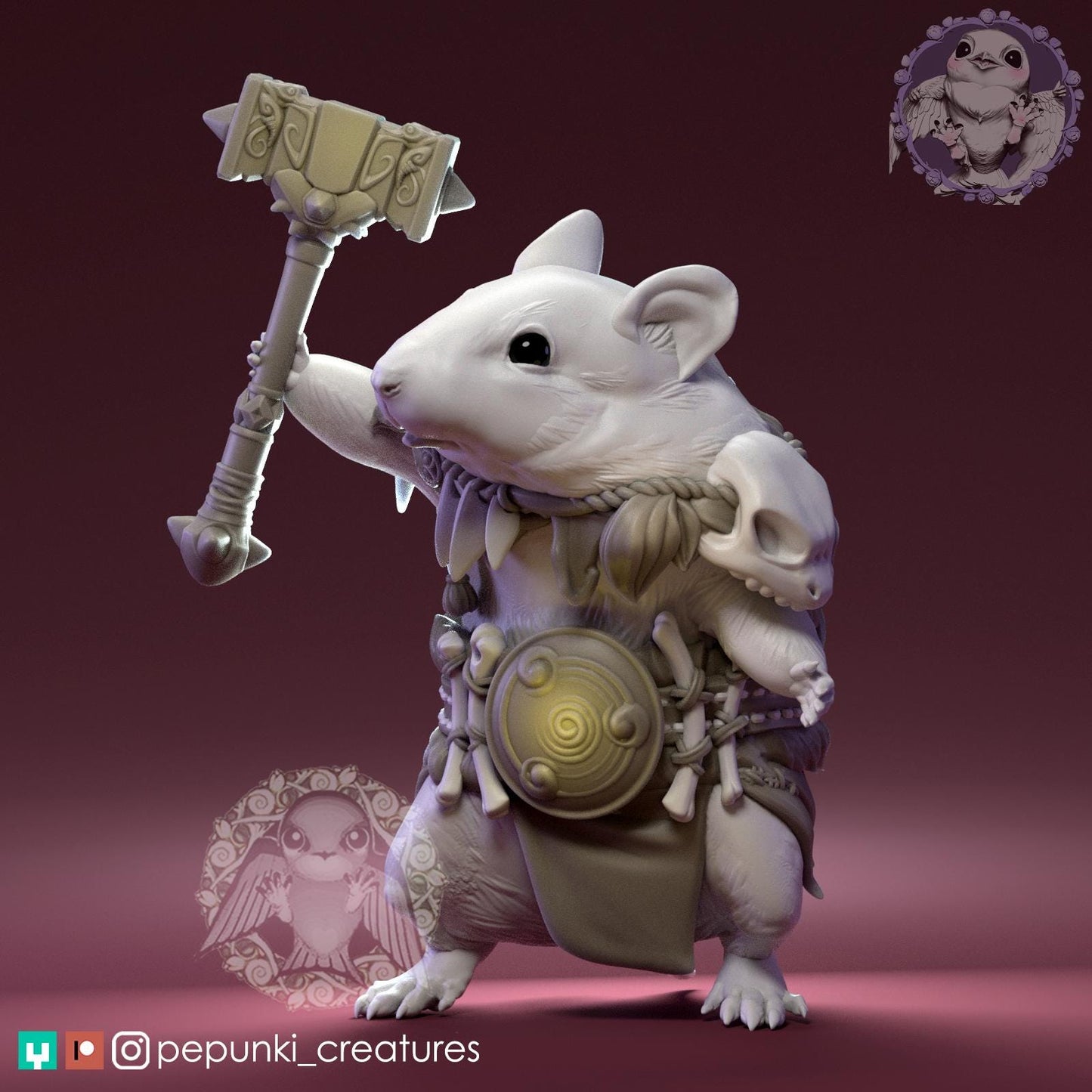 Hamster Barbarian | Tabletop Miniature | Pepunki Creatures