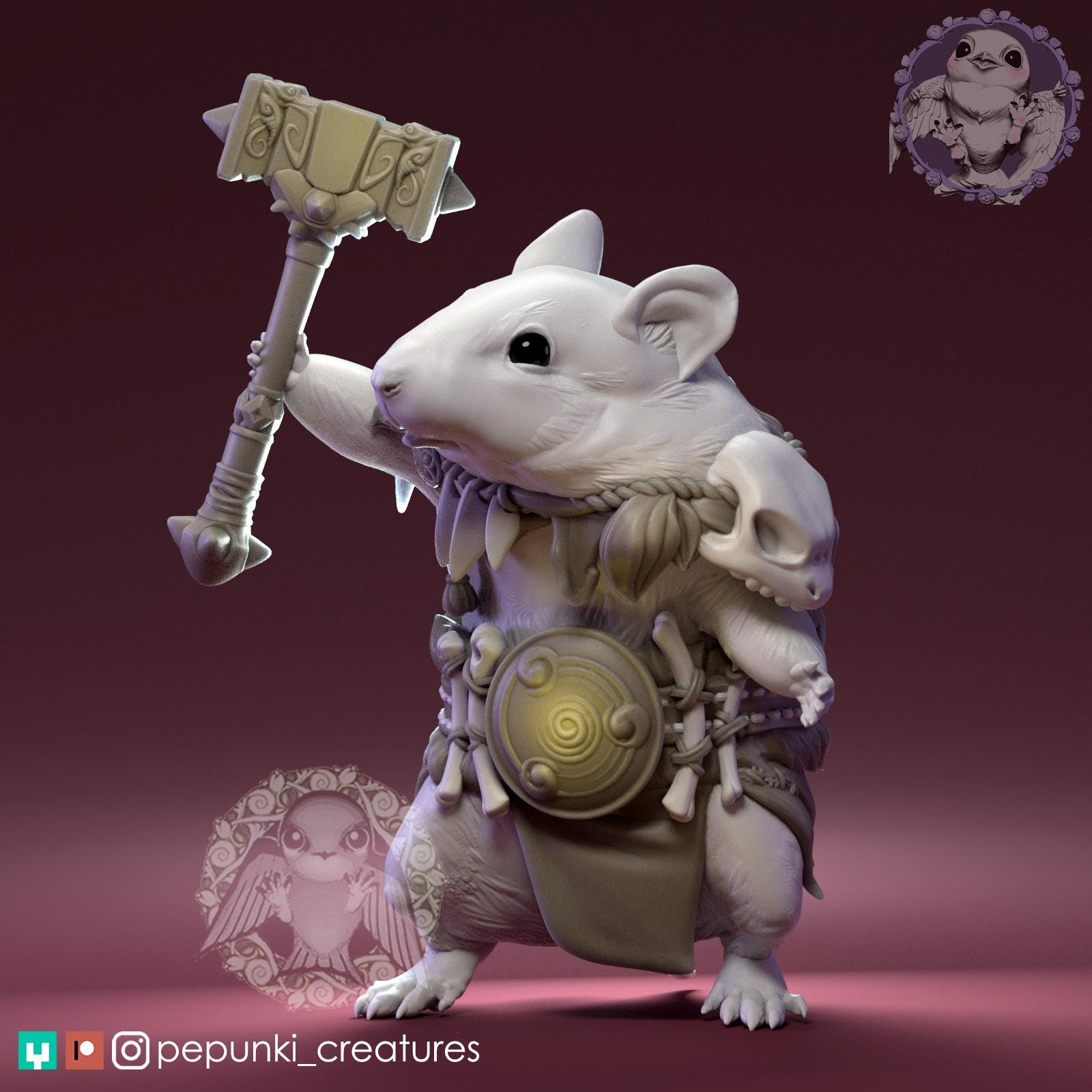 Hamster Barbarian | Tabletop Miniature | Pepunki Creatures