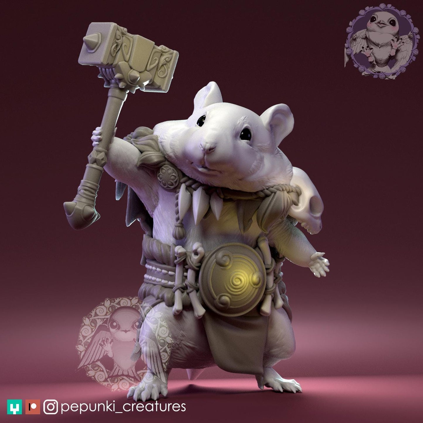 Hamster Barbarian | Tabletop Miniature | Pepunki Creatures