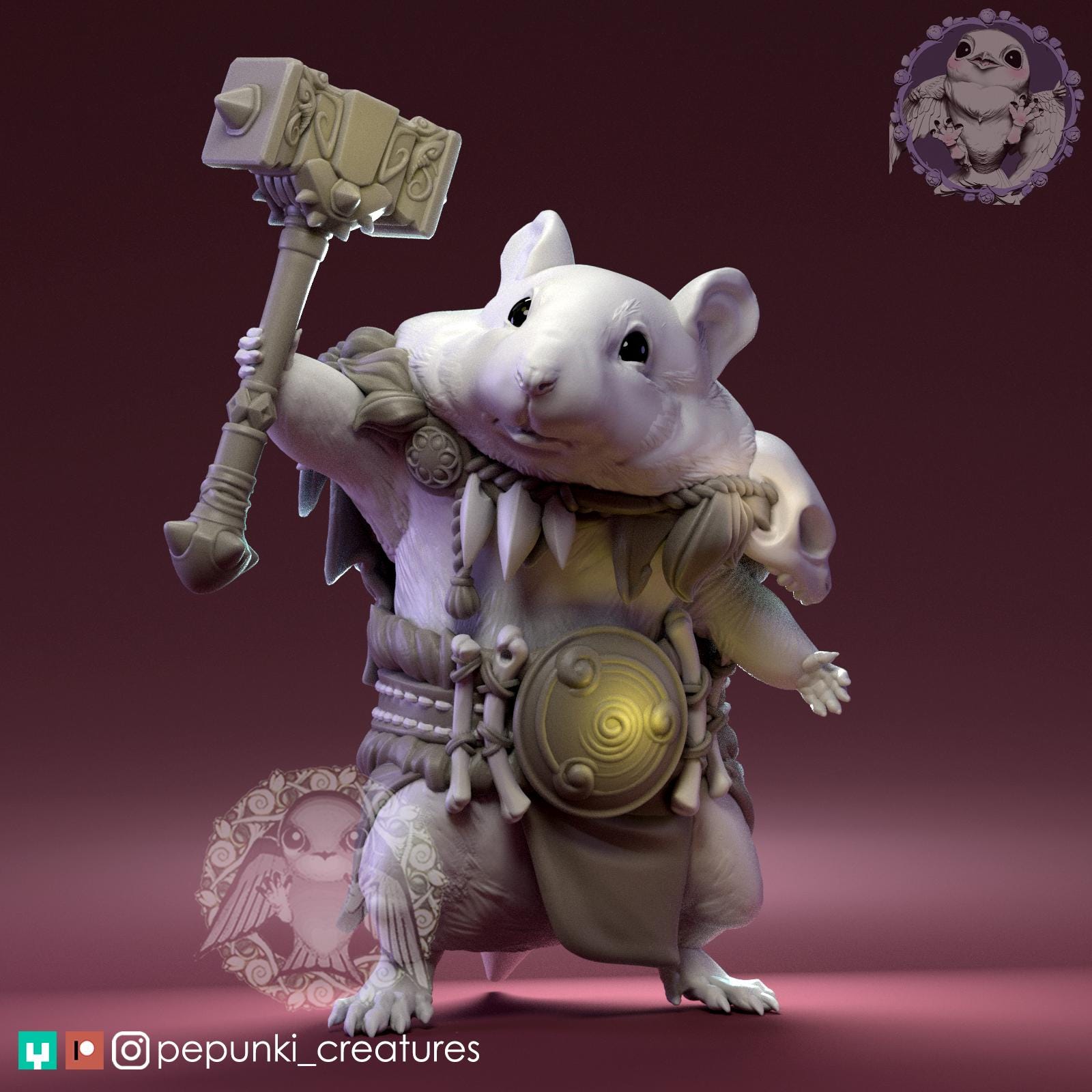 Hamster Barbarian | Tabletop Miniature | Pepunki Creatures