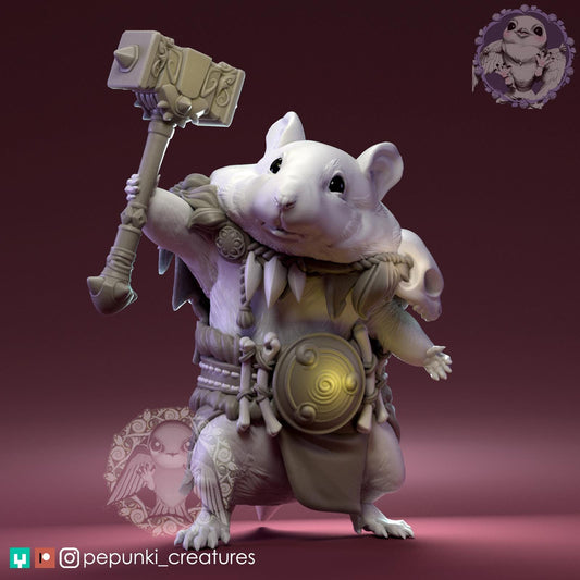 Hamster Barbarian | Tabletop Miniature | Pepunki Creatures