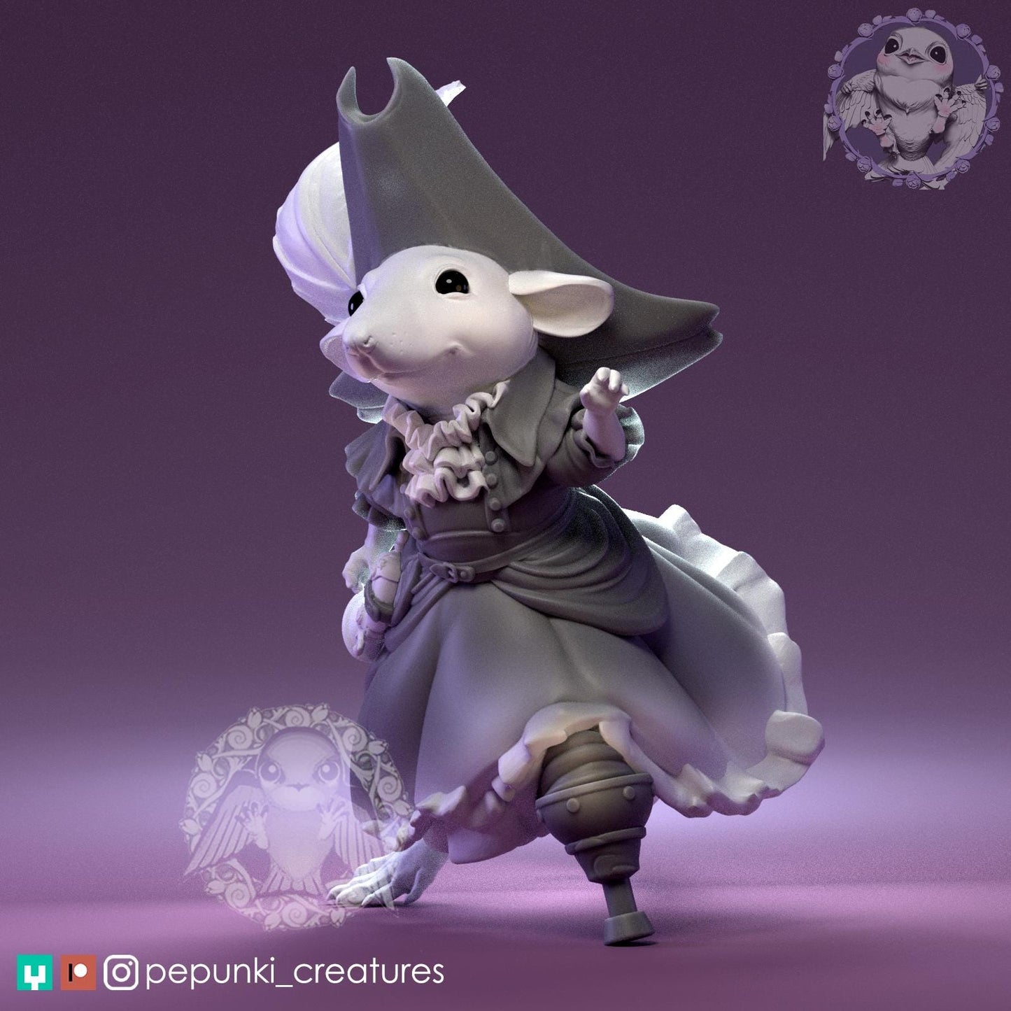 Rat Pirate Captain Parsley | Tabletop Miniature | Pepunki Creatures