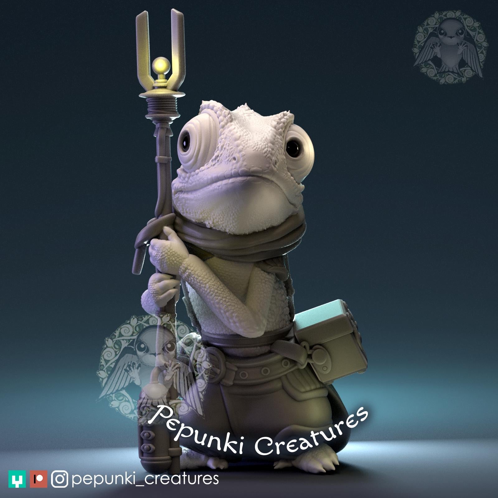 Chameleon Mechanic | Tabletop Miniature | Pepunki Creatures