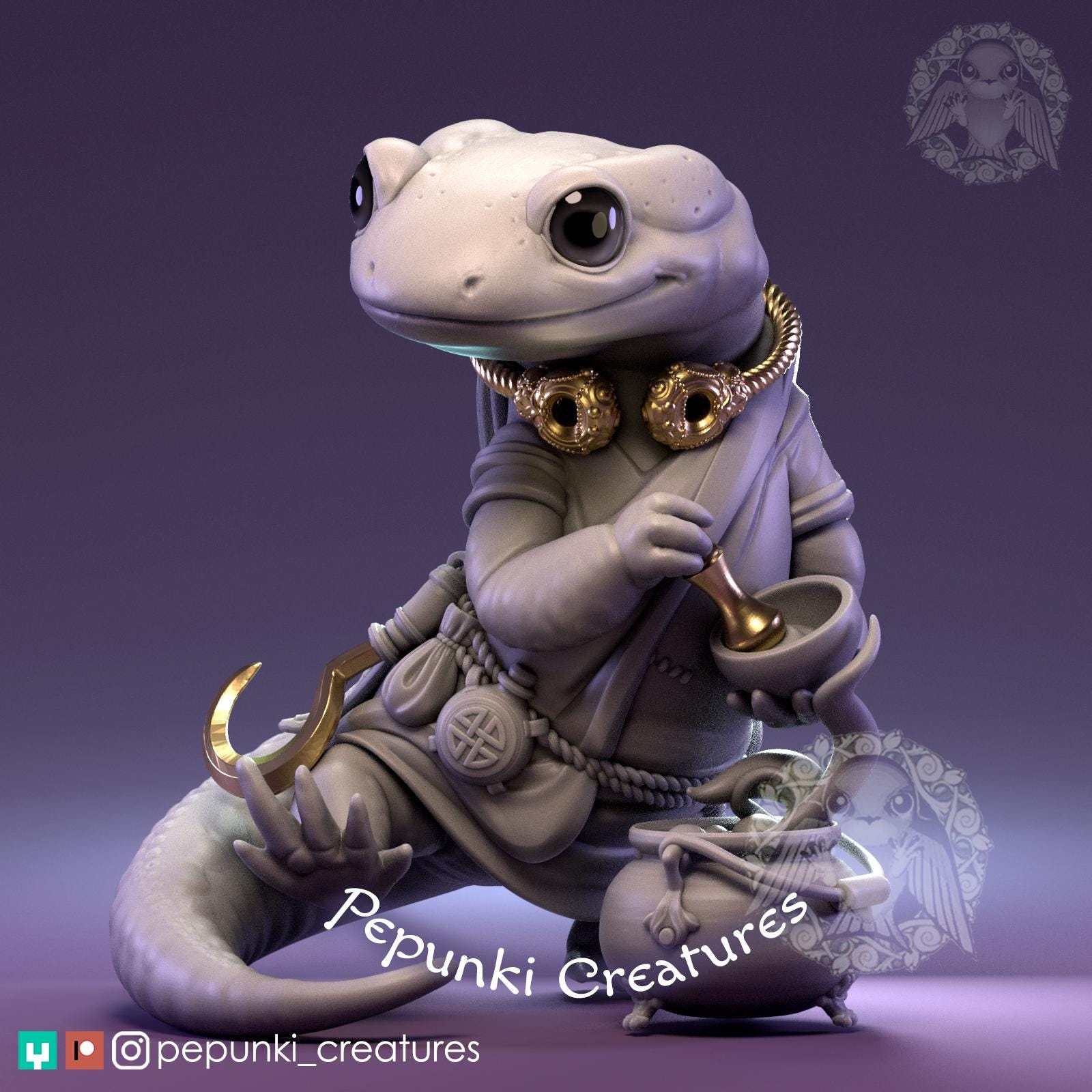 Salamander Celtic Druid | Tabletop Miniature | Pepunki Creatures