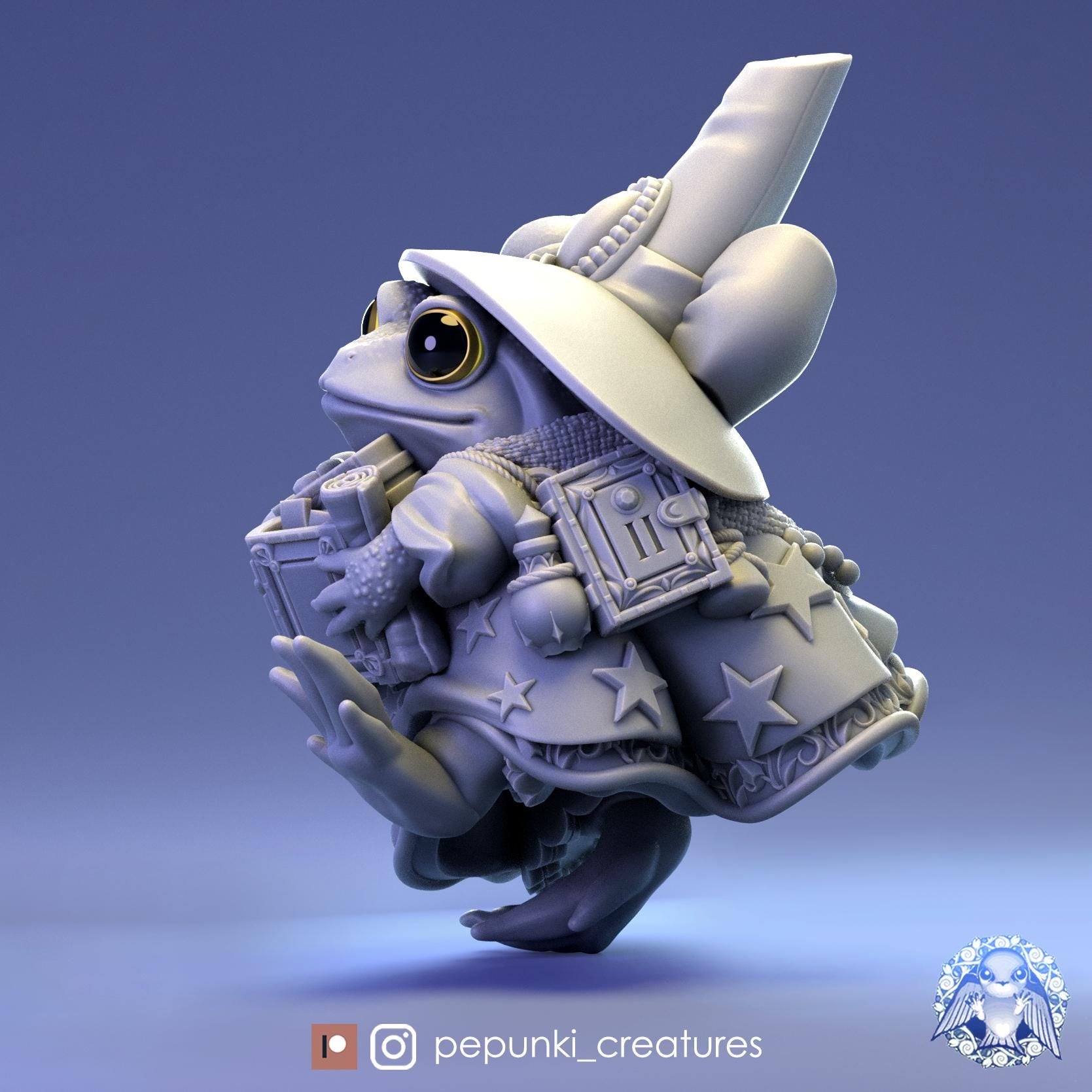 Frog Wizardess Ribbitta Tomatina | Tabletop Miniature | Pepunki Creatures