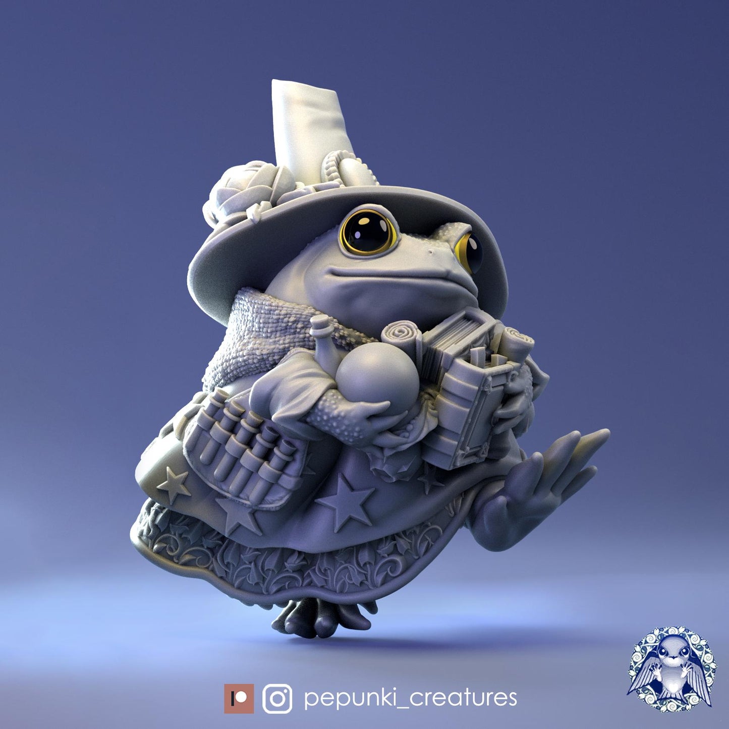 Frog Wizardess Ribbitta Tomatina | Tabletop Miniature | Pepunki Creatures