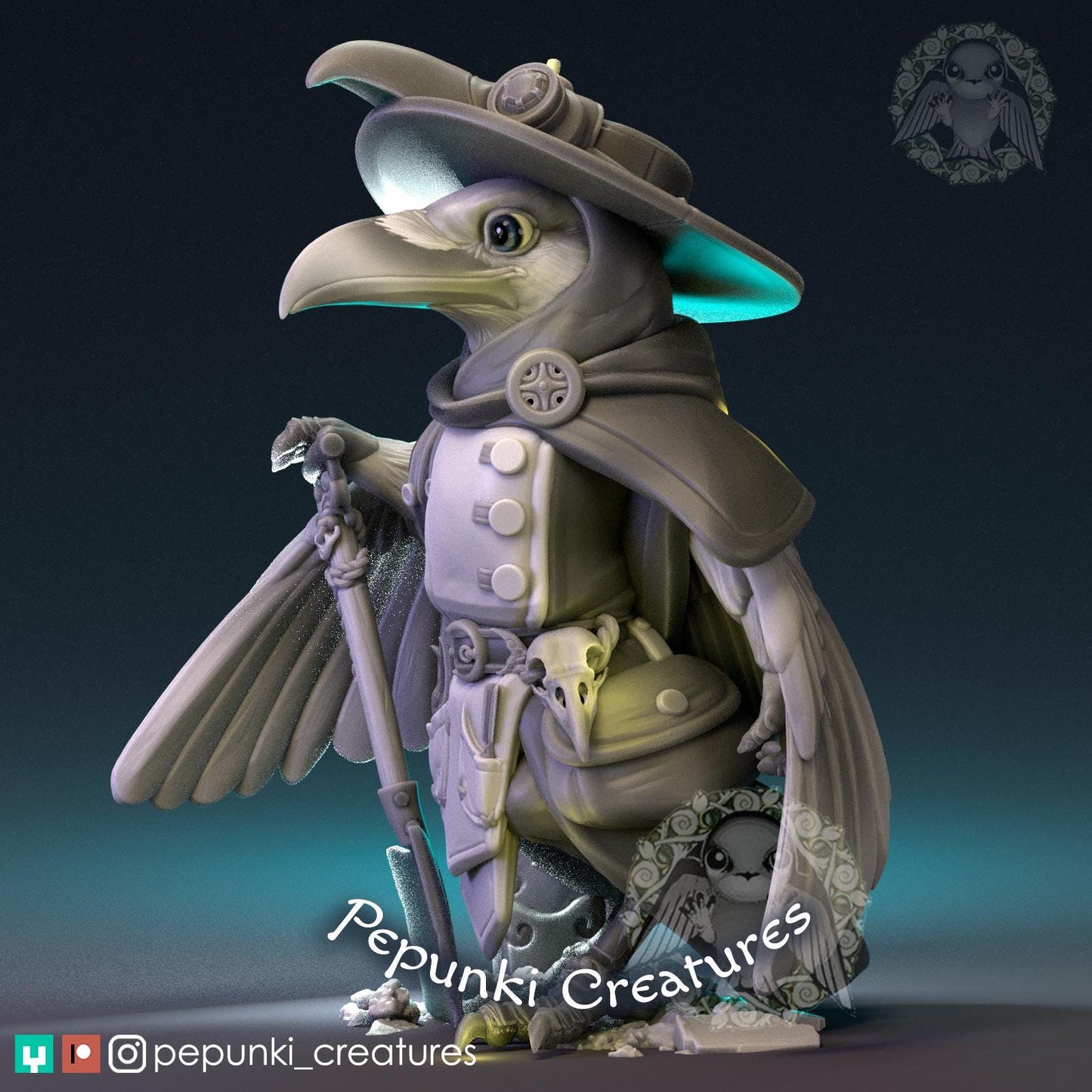 Raven Plague Doctor | Tabletop Miniature | Pepunki Creatures