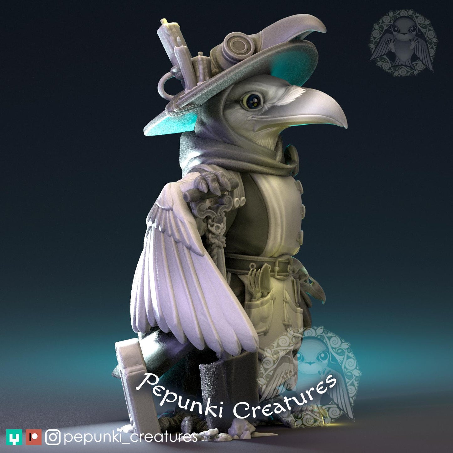 Raven Plague Doctor | Tabletop Miniature | Pepunki Creatures