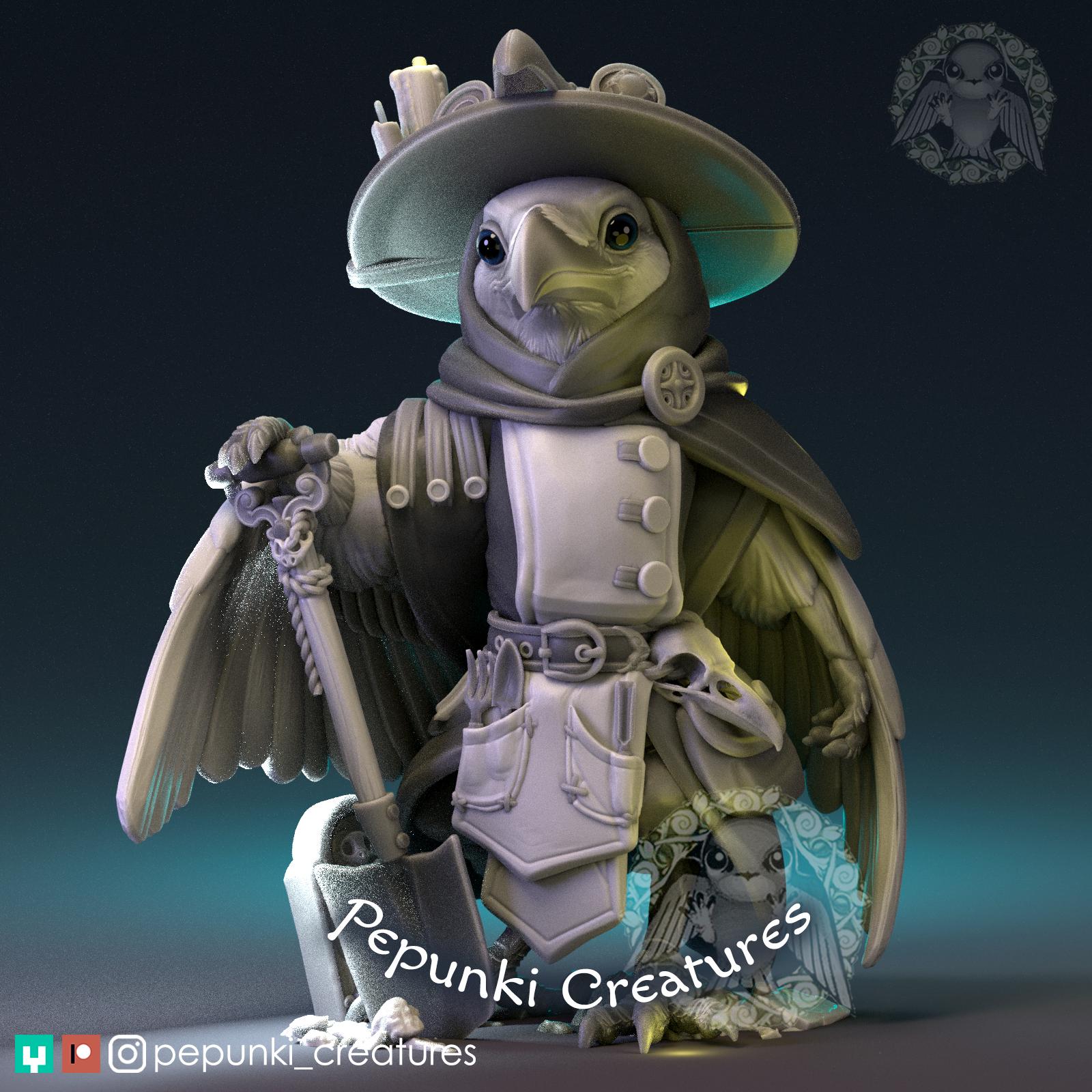 Raven Plague Doctor | Tabletop Miniature | Pepunki Creatures