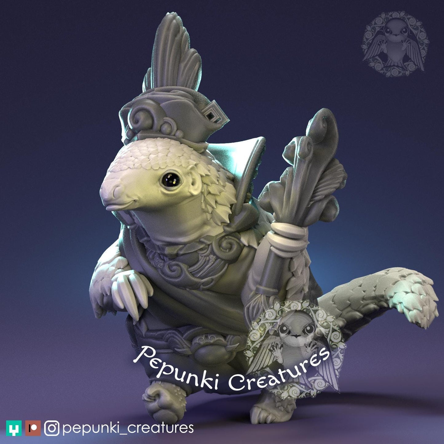 Pangolin Sorcerer | Tabletop Miniature | Pepunki Creatures