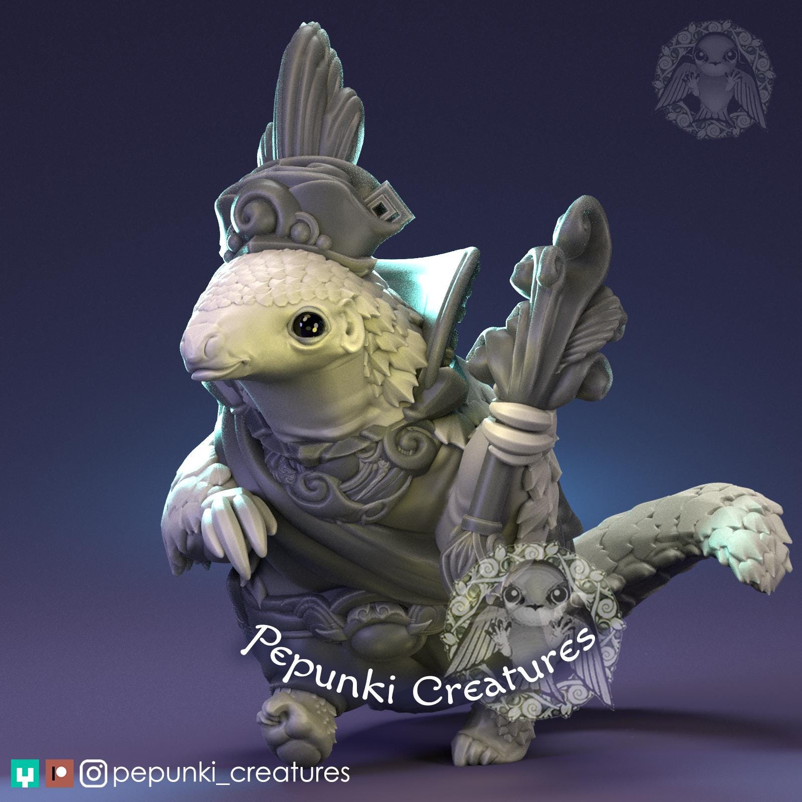 Pangolin Sorcerer | Tabletop Miniature | Pepunki Creatures