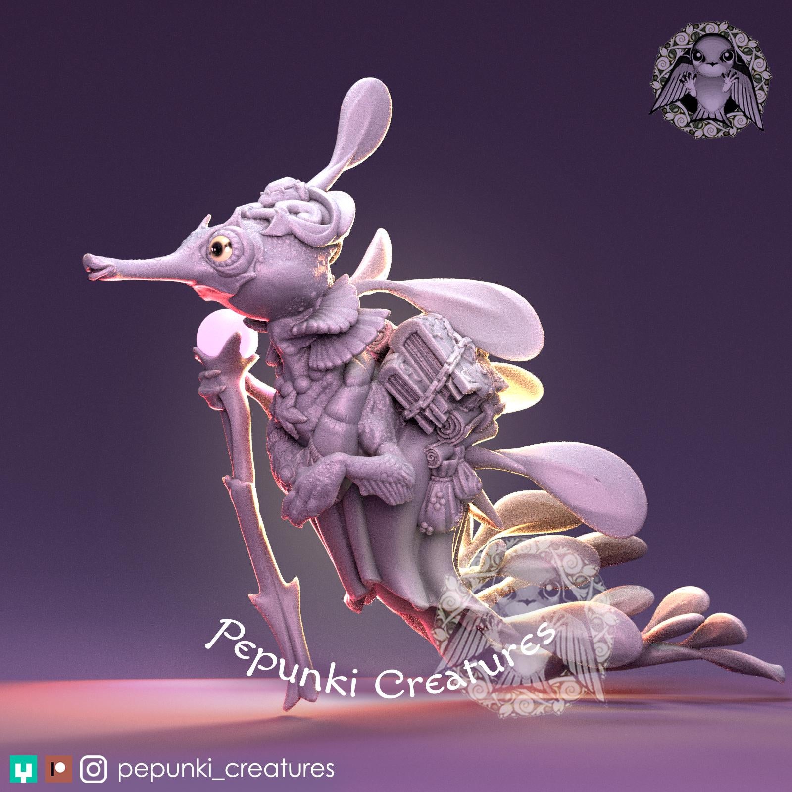 Seahorse Sorceress | Tabletop Miniature | Pepunki Creatures
