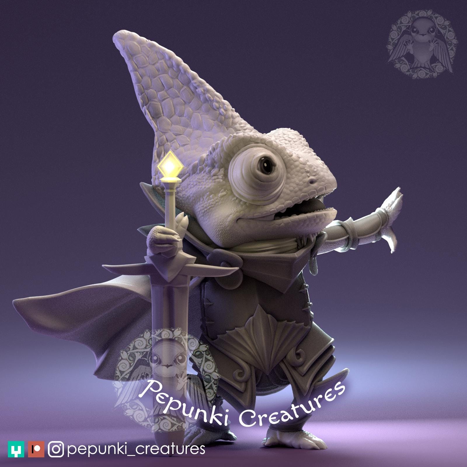 Chameleon Knight | Tabletop Miniature | Pepunki Creatures