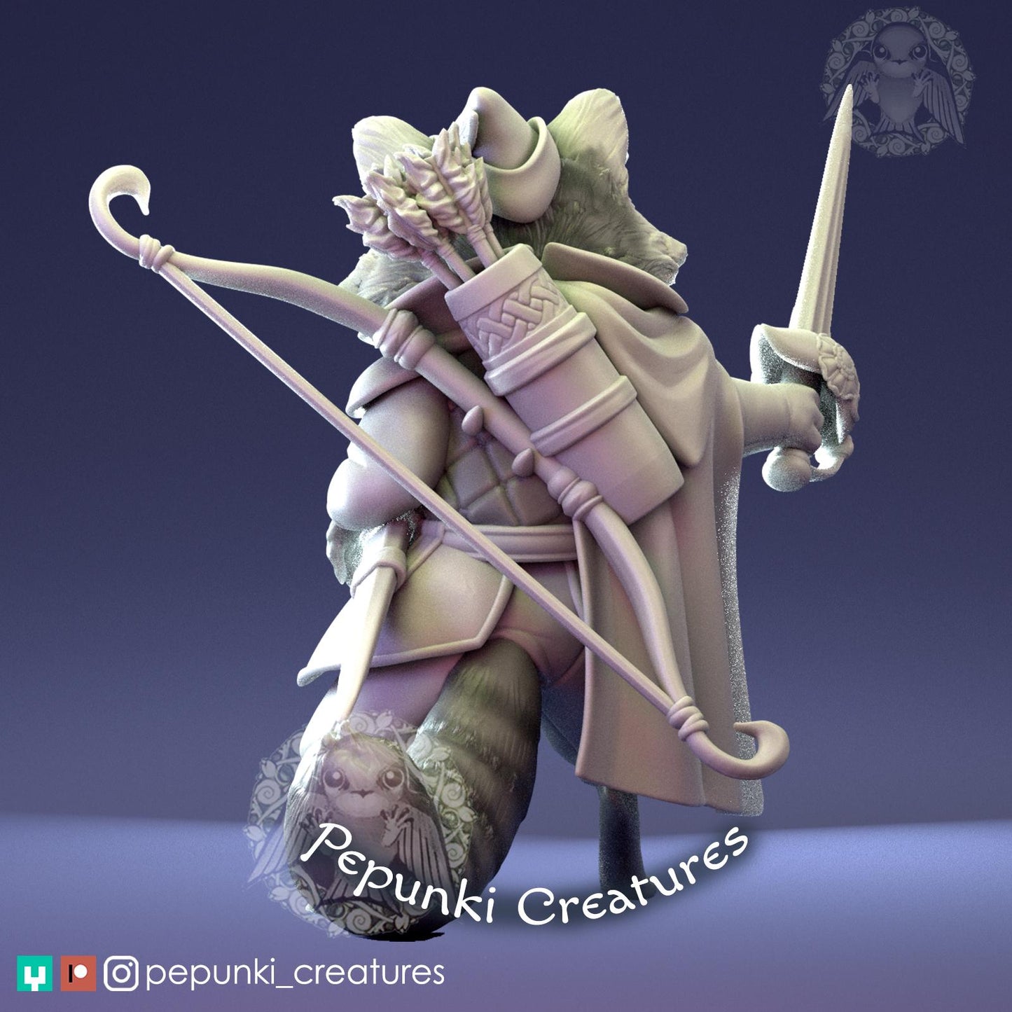 Raccoon Ranger | Tabletop Miniature | Pepunki Creatures