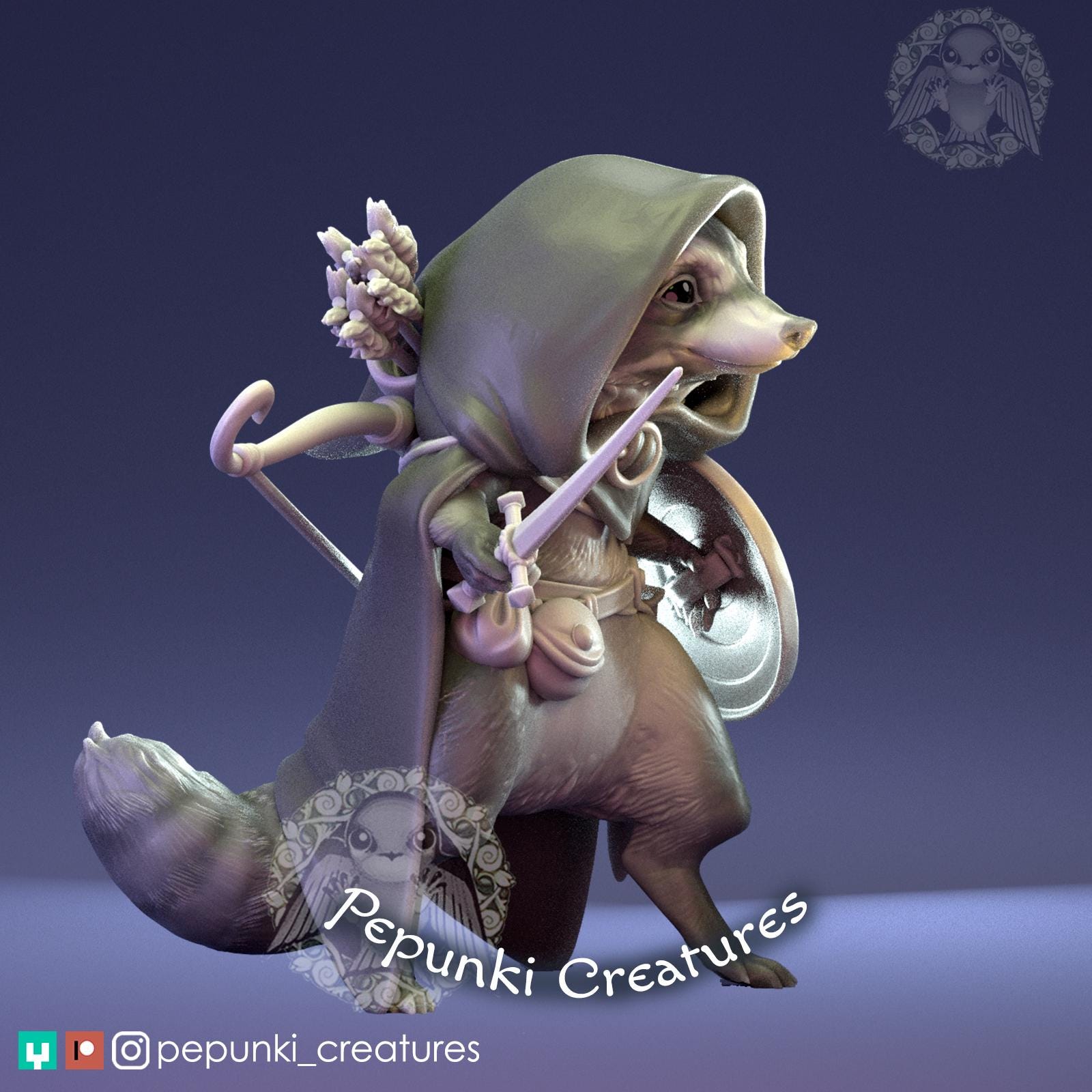 Raccoon Rogue | Tabletop Miniature | Pepunki Creatures