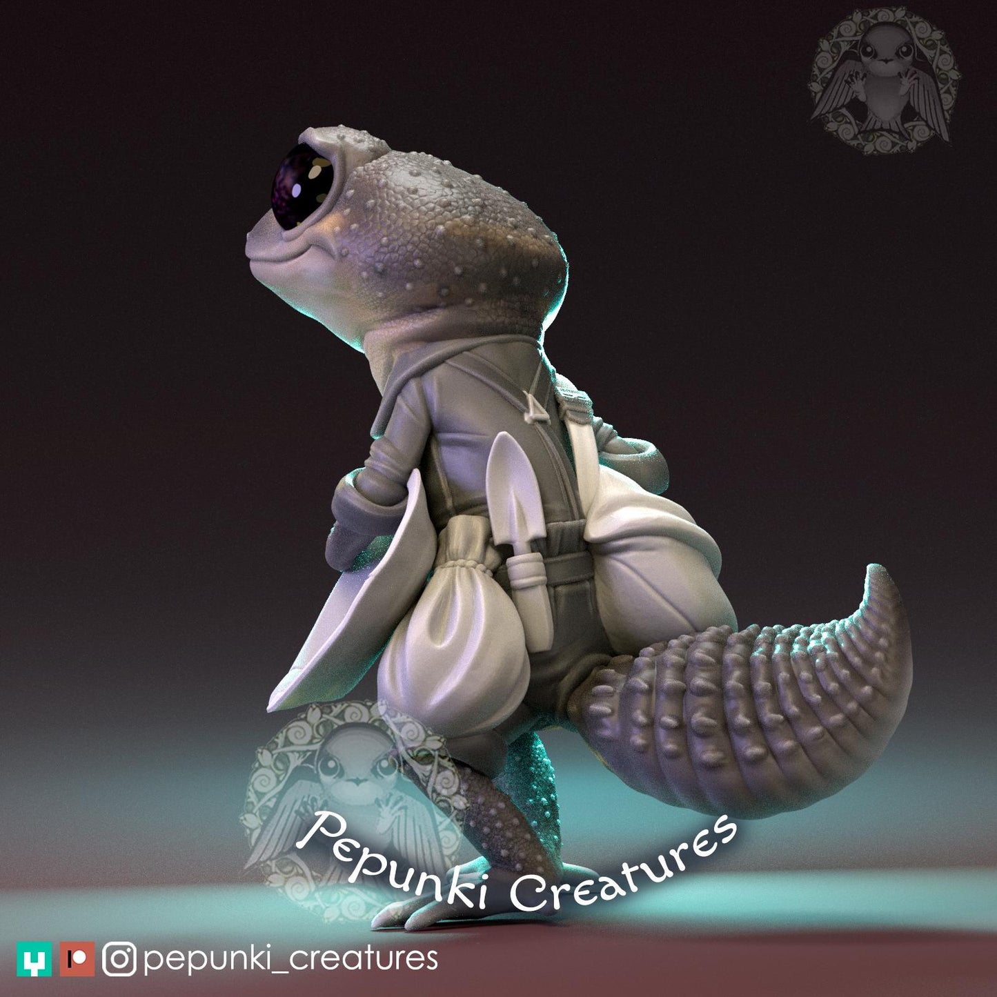Gold Panning Gecko | Tabletop Miniature | Pepunki Creatures