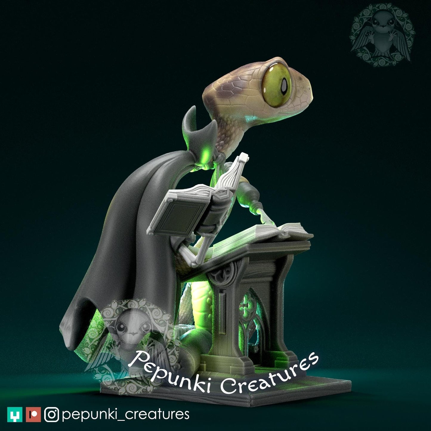 Blunt-Headed Snake Archivist | Tabletop Miniature | Pepunki Creatures