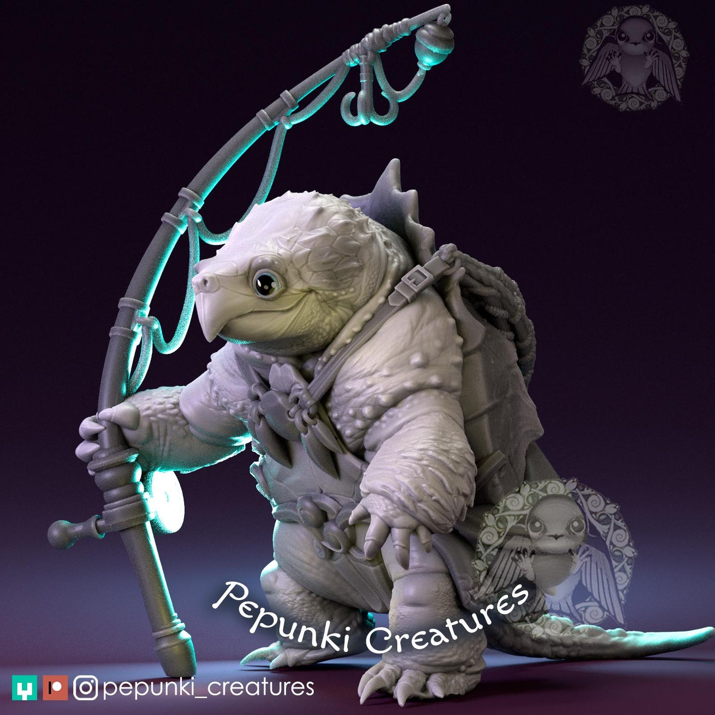 Snapping Turtle Fisherman | Tabletop Miniature | Pepunki Creatures