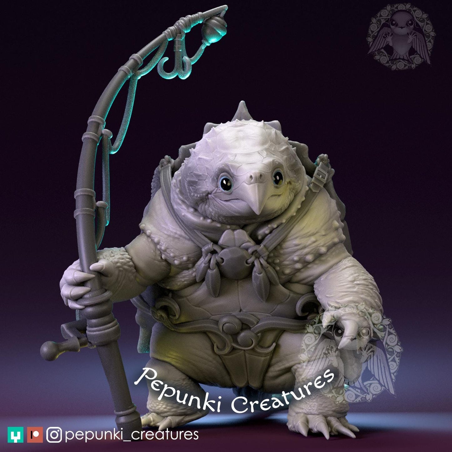 Snapping Turtle Fisherman | Tabletop Miniature | Pepunki Creatures