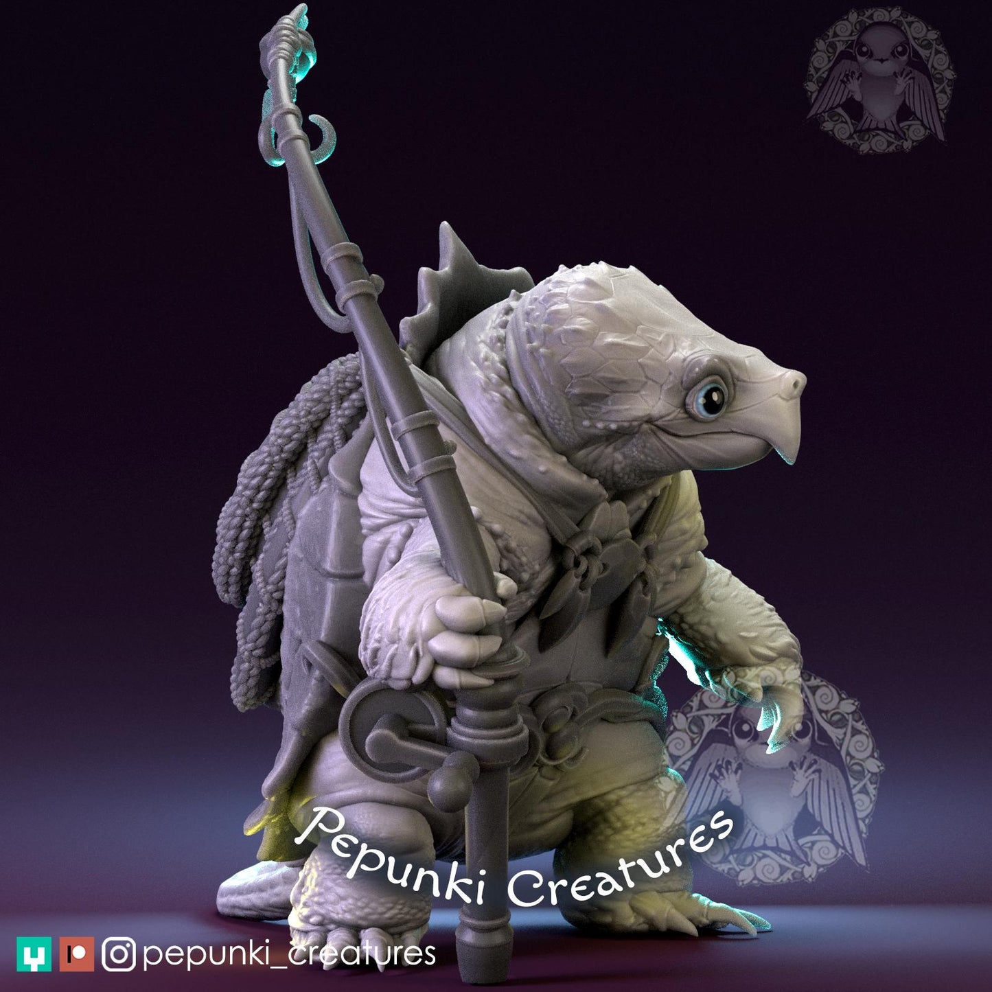 Snapping Turtle Fisherman | Tabletop Miniature | Pepunki Creatures