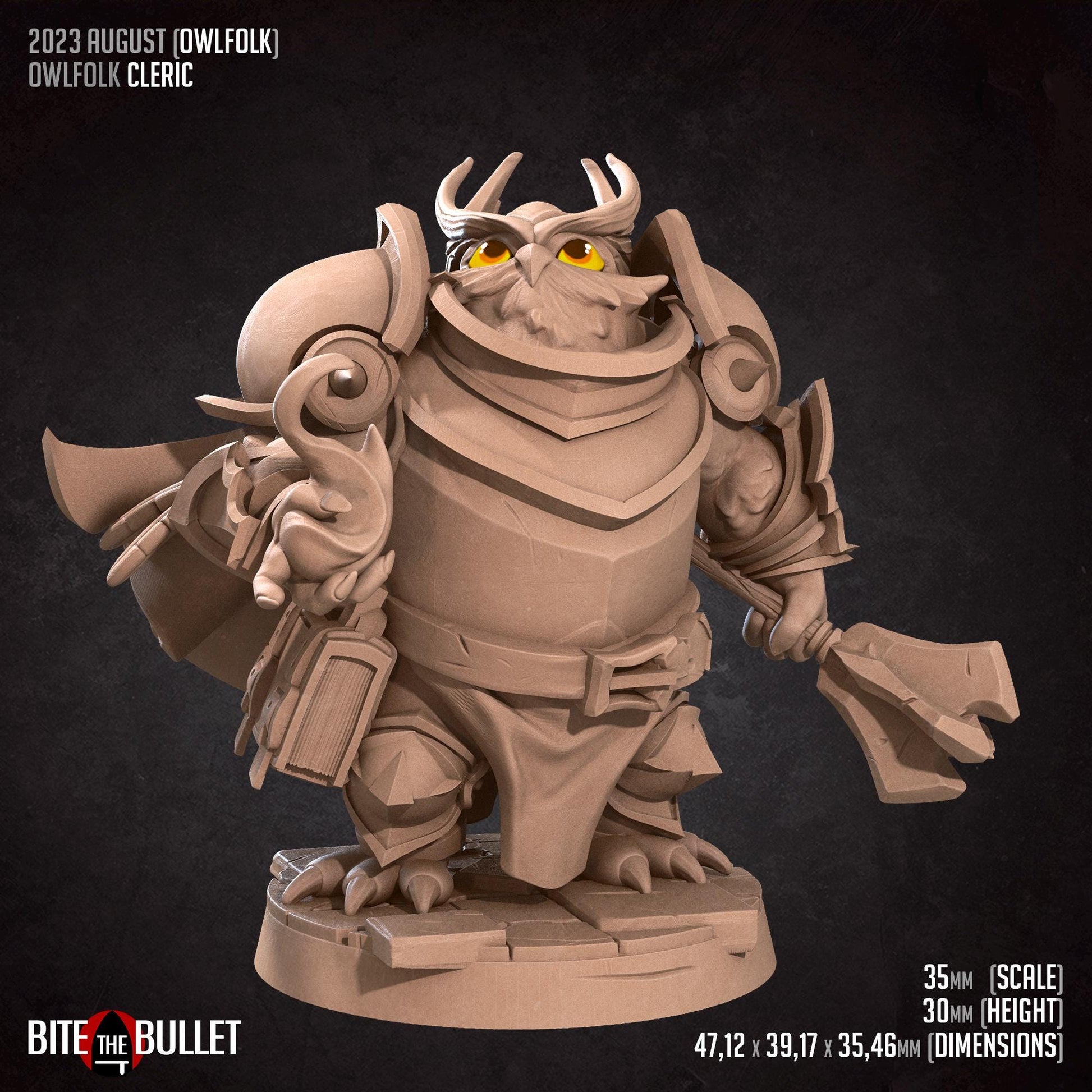 Owlfolk Cleric Miniature | Bite the Bullet