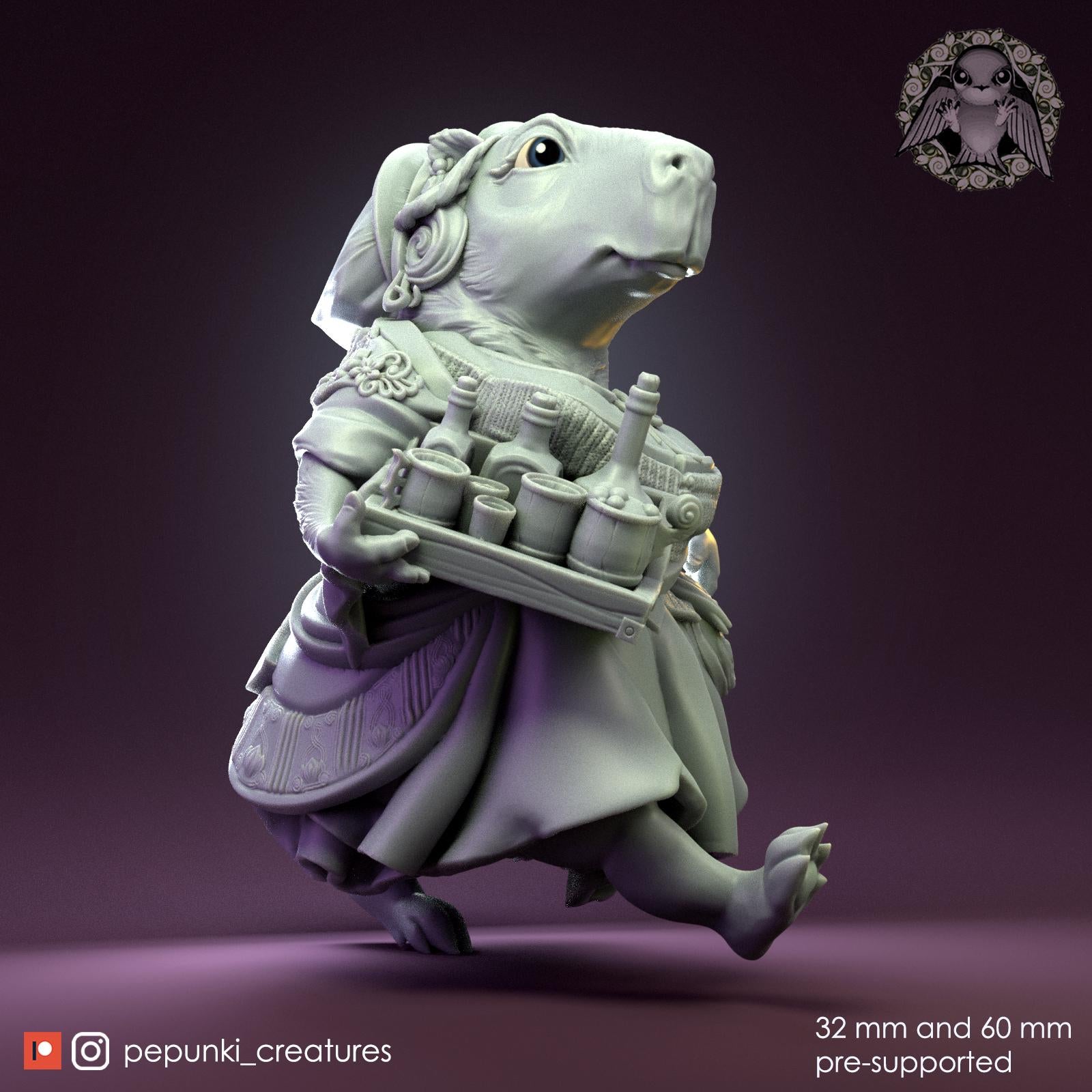 Capybara Tavern Mistress | Tabletop Miniature | Pepunki Creatures