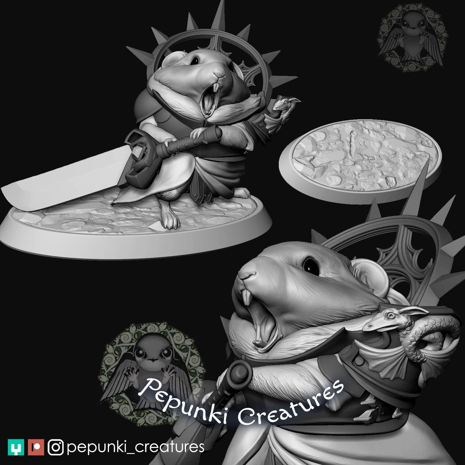 Pika Cleric Warrior | Tabletop Miniature | Pepunki Creatures