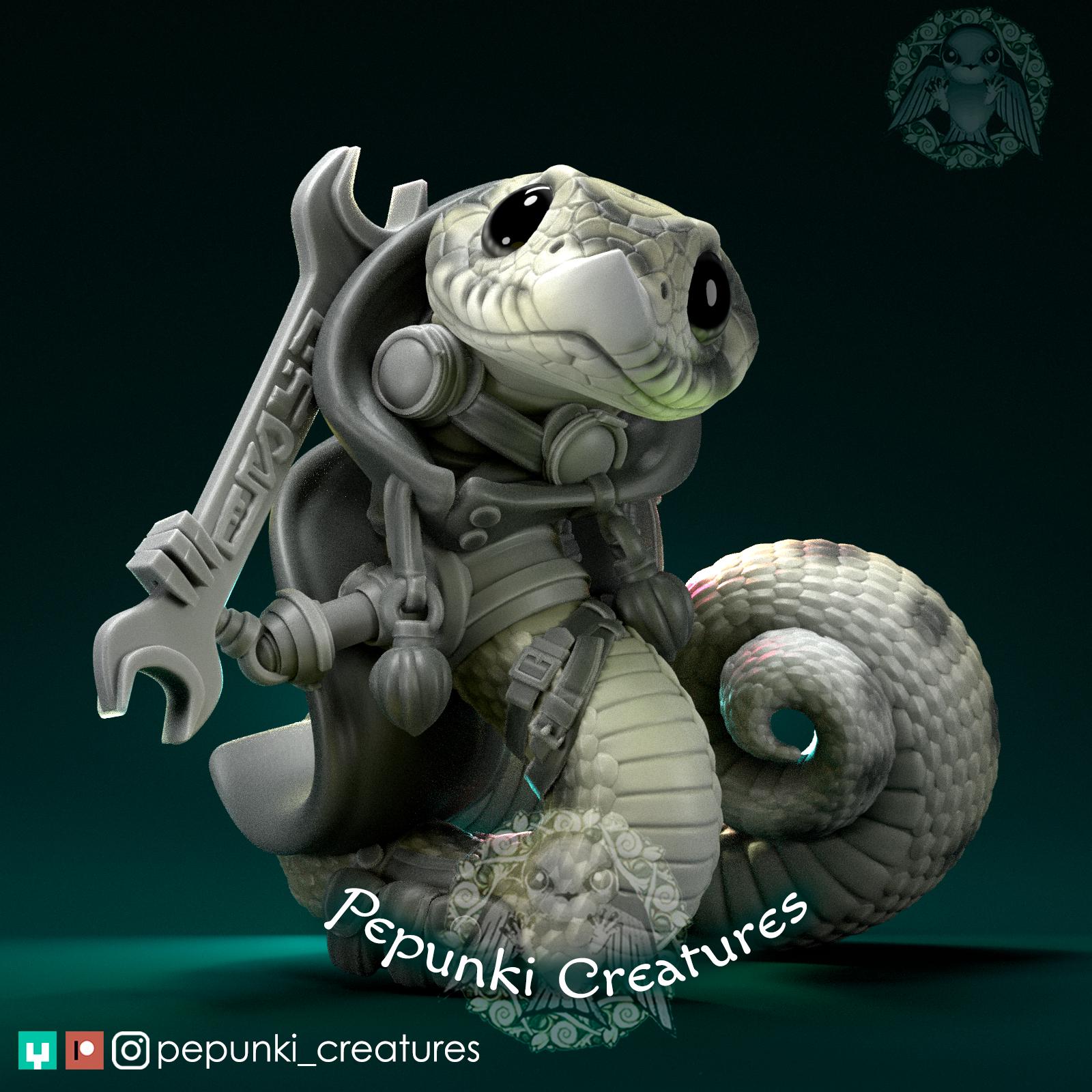Hognose Snake Mechanic | Tabletop Miniature | Pepunki Creatures