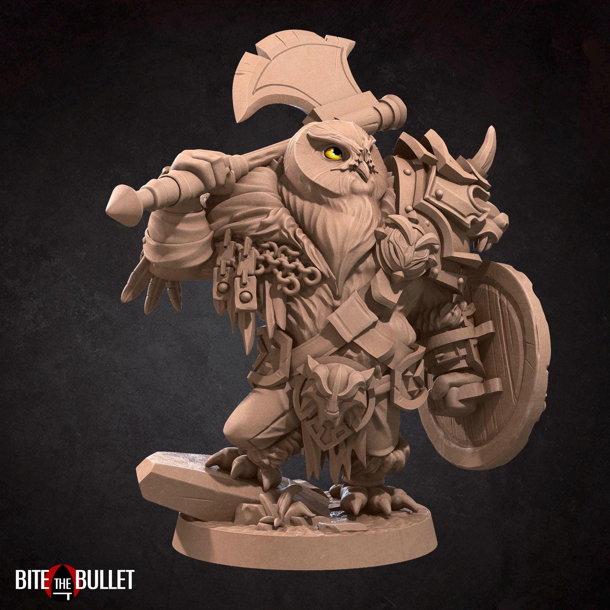 Owlfolk Barbarian Miniature | Bite the Bullet