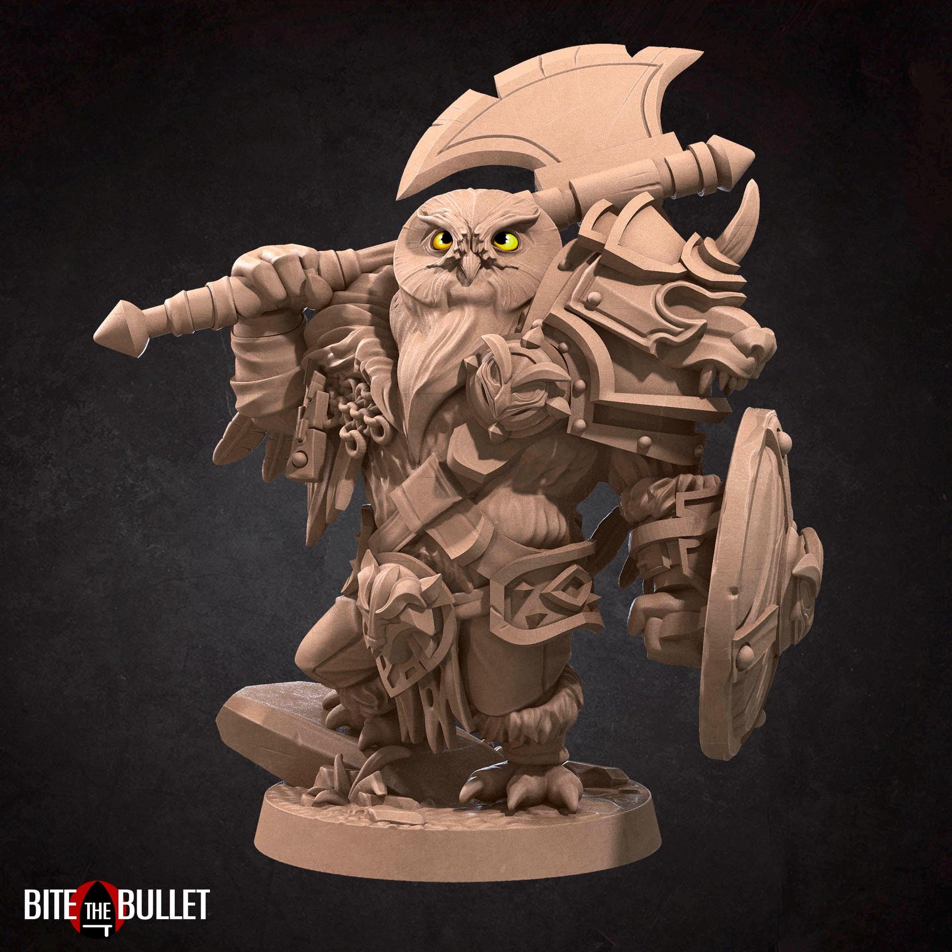 Owlfolk Barbarian Miniature | Bite the Bullet