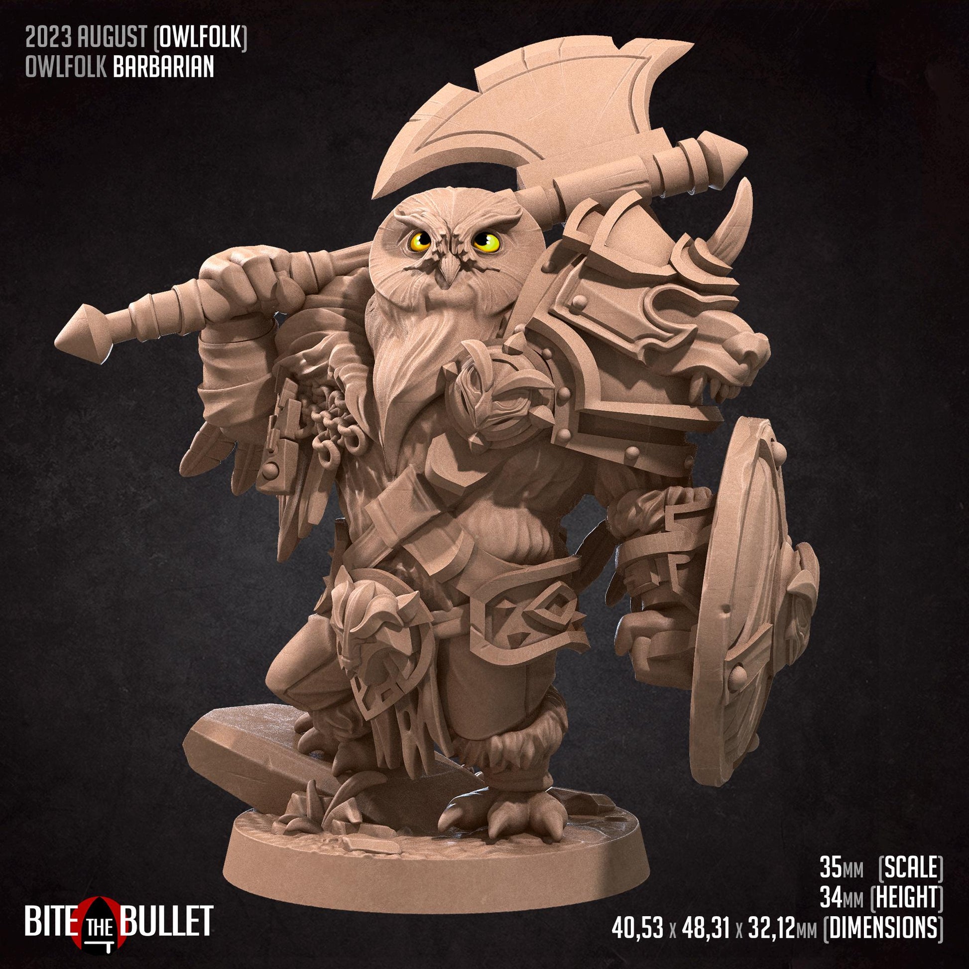 Owlfolk Barbarian Miniature | Bite the Bullet