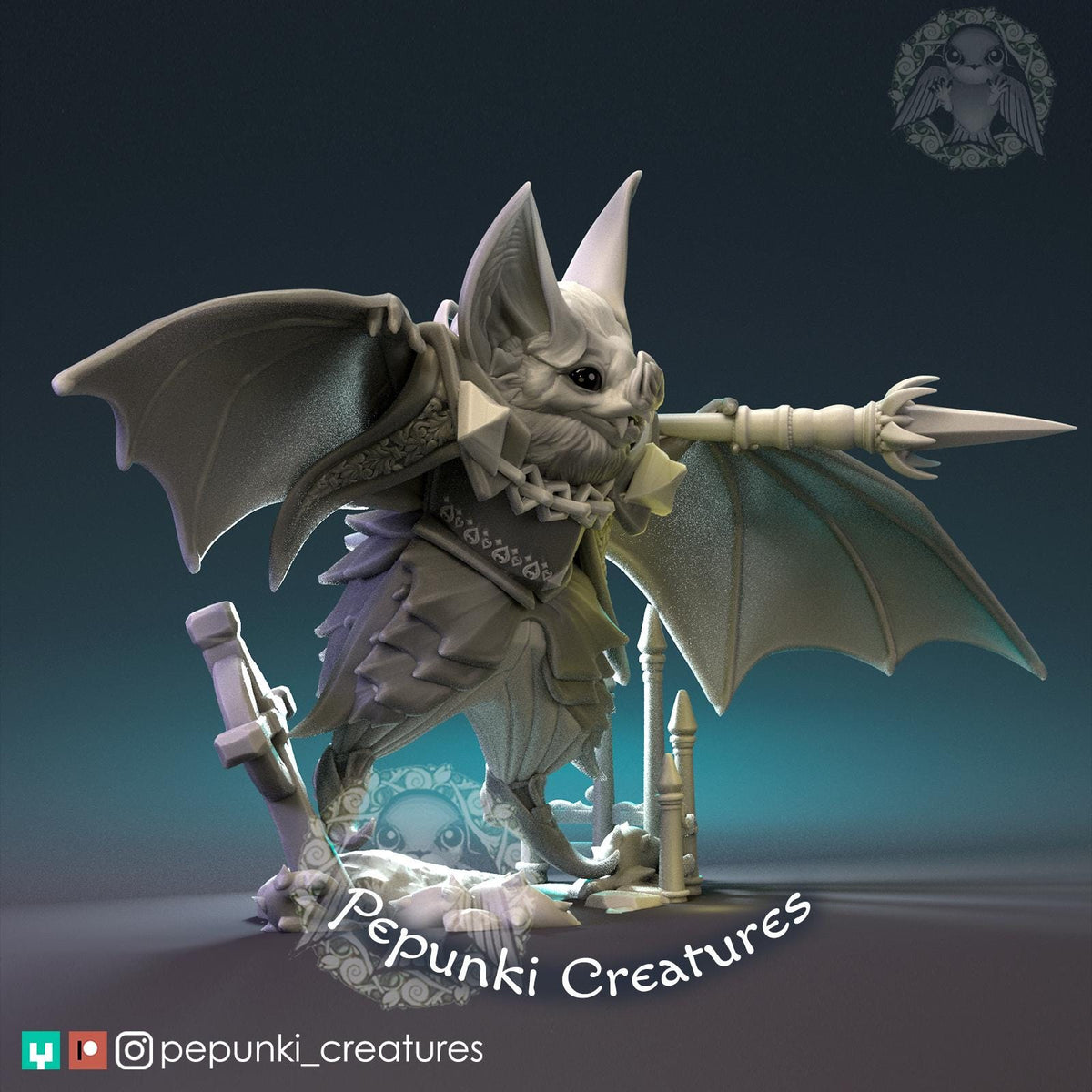 Vampire Bat Warrior | Tabletop Miniature | Pepunki Creatures