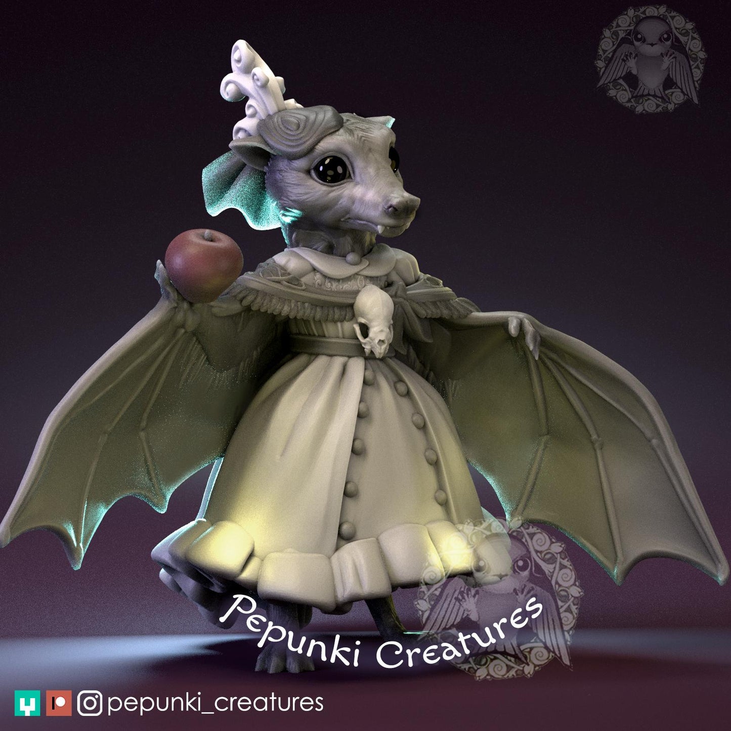 Fruit Bat Lady | Tabletop Miniature | Pepunki Creatures