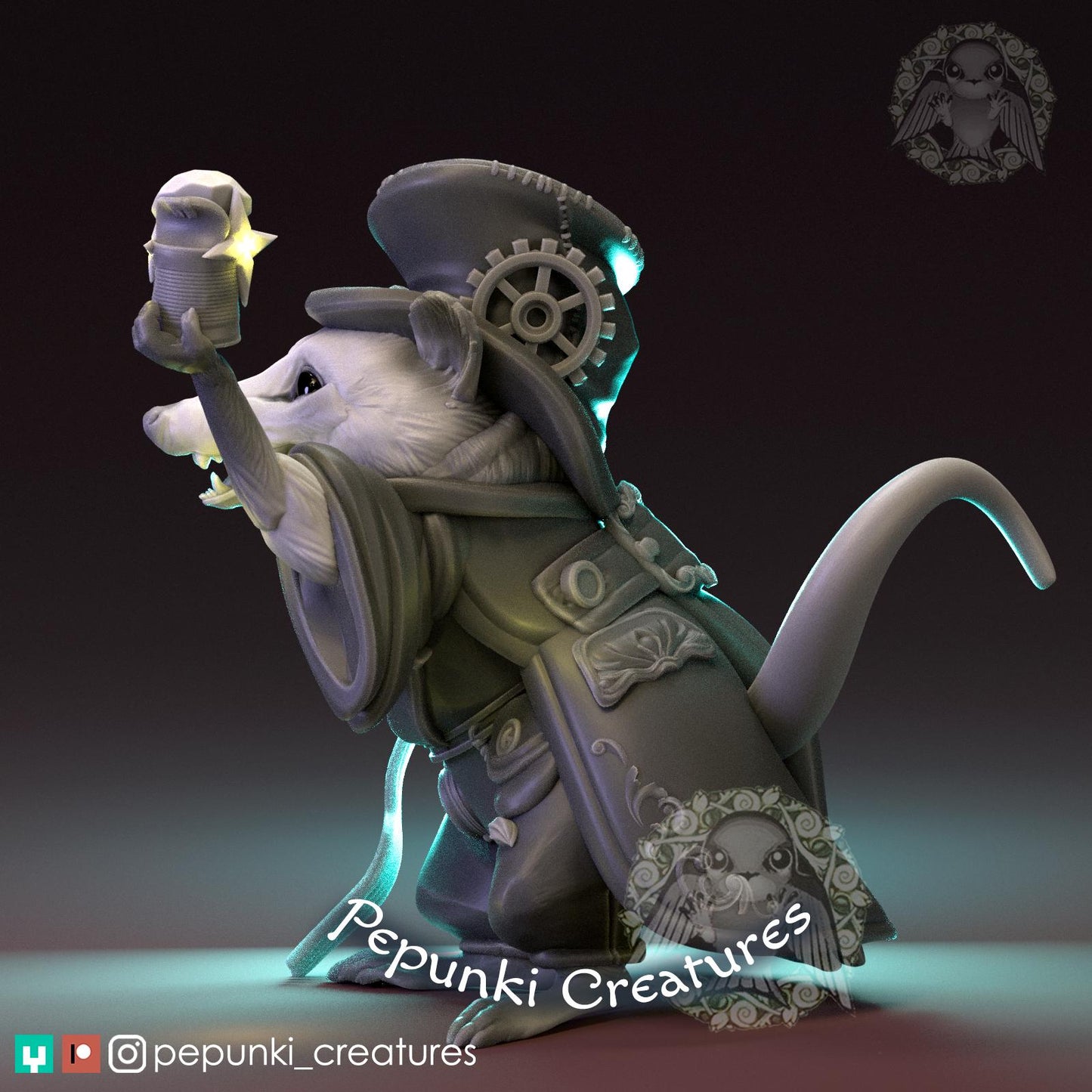 Opossum Metal Collector | Tabletop Miniature | Pepunki Creatures