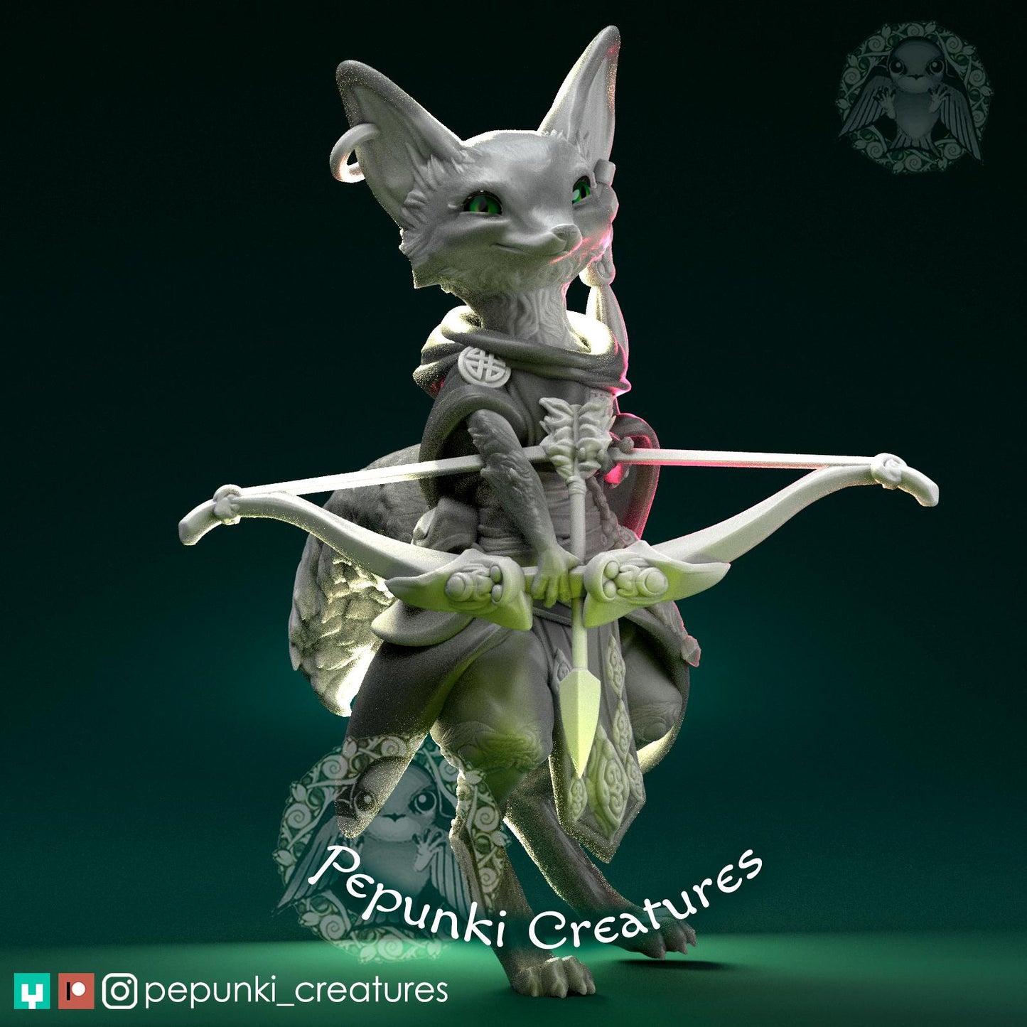 Fox Archer | Tabletop Miniature | Pepunki Creatures