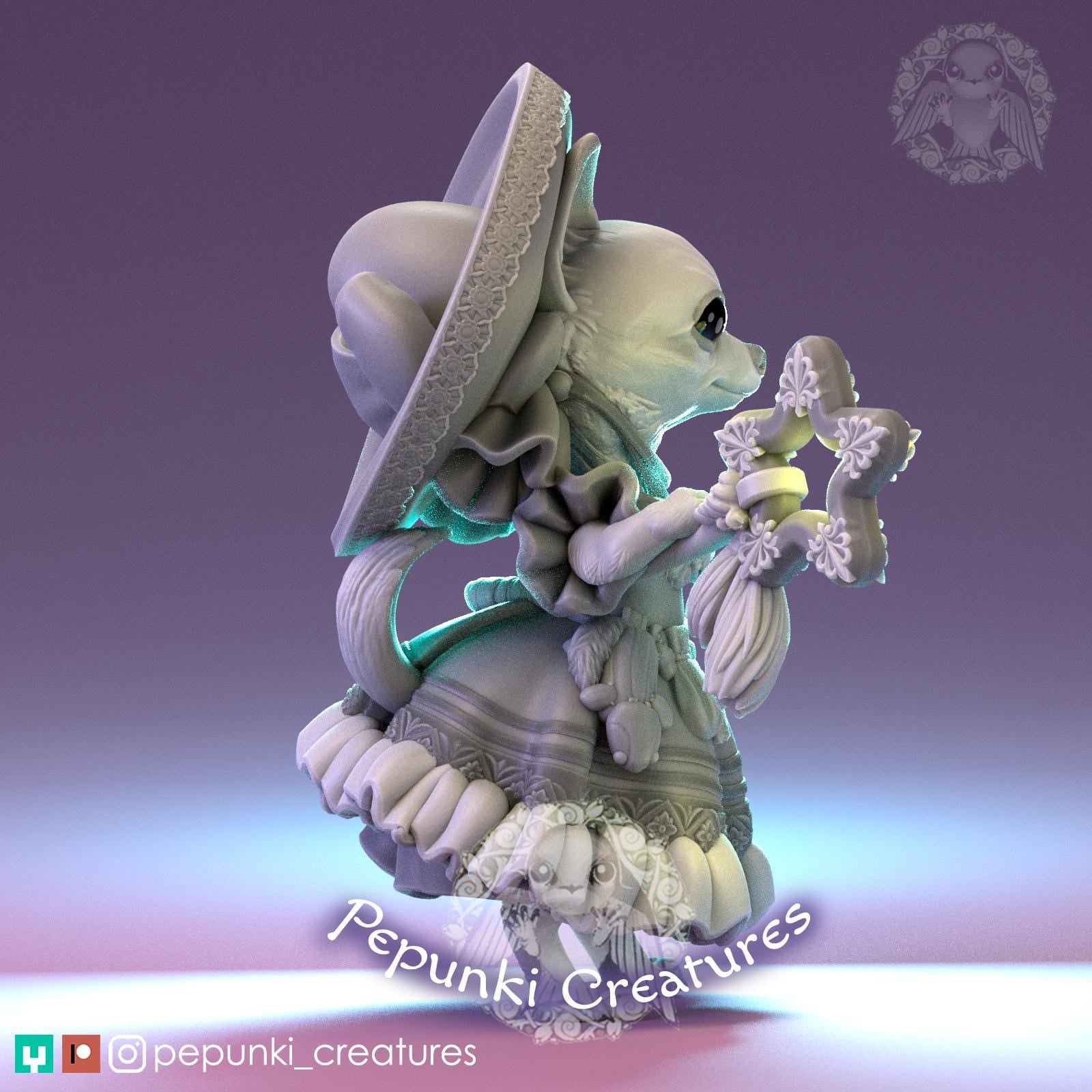 Chihuahua Sorceress | Tabletop Miniature | Pepunki Creatures