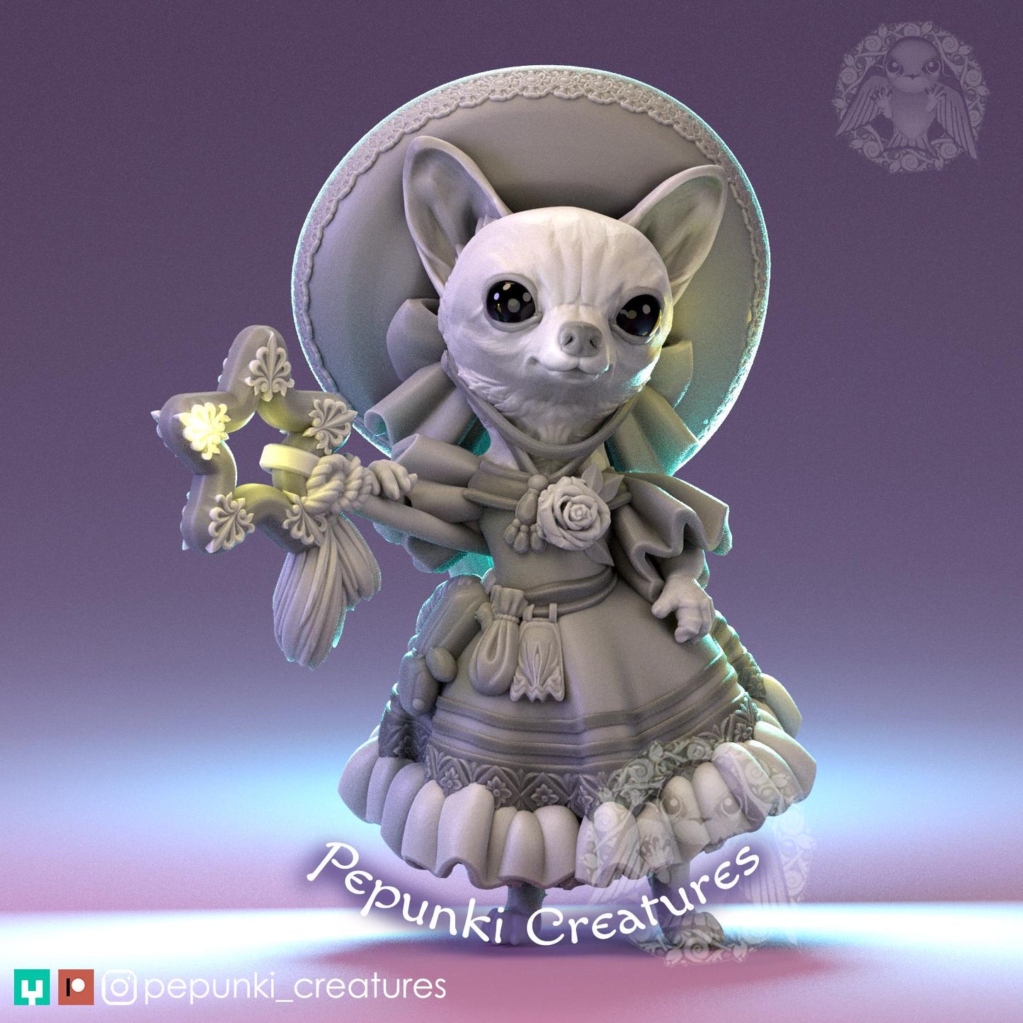Chihuahua Sorceress | Tabletop Miniature | Pepunki Creatures