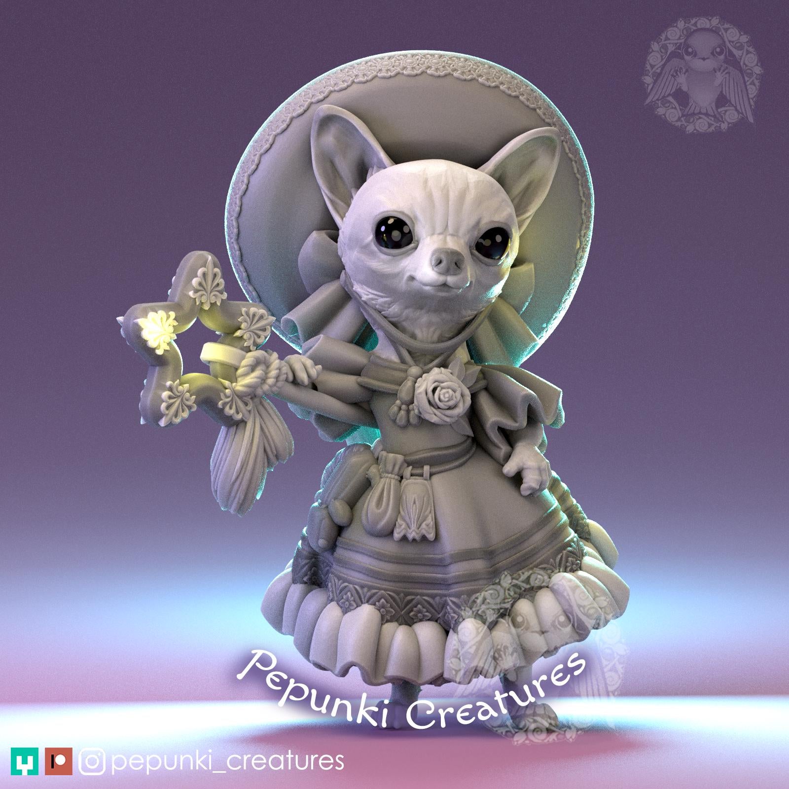 Chihuahua Sorceress | Tabletop Miniature | Pepunki Creatures